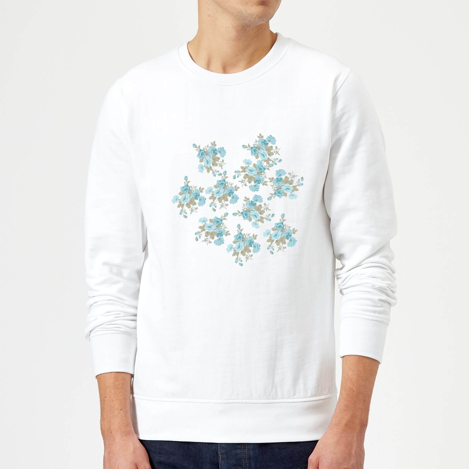 Candlelight Flower Bouquet Burst Sweatshirt - White - S - White