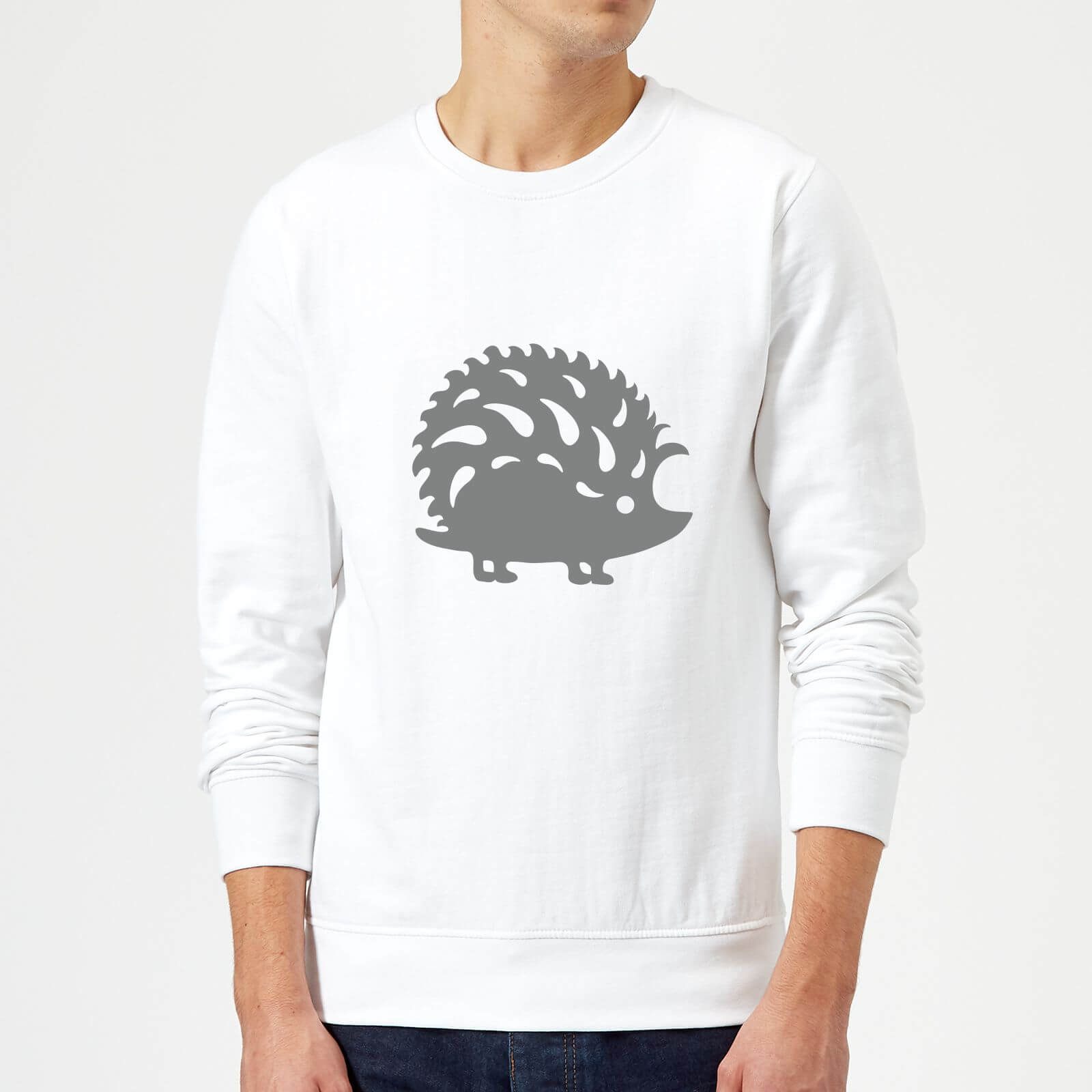 Candlelight Folk Silhouette Hedge Hog Cutout Sweatshirt - White - M - White