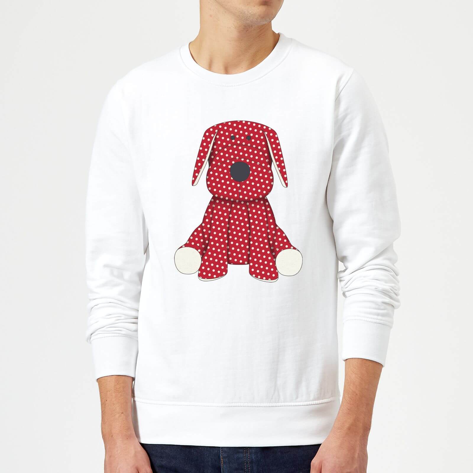 Candlelight Red Polka Dot Dog Teddy Sweatshirt - White - S - White