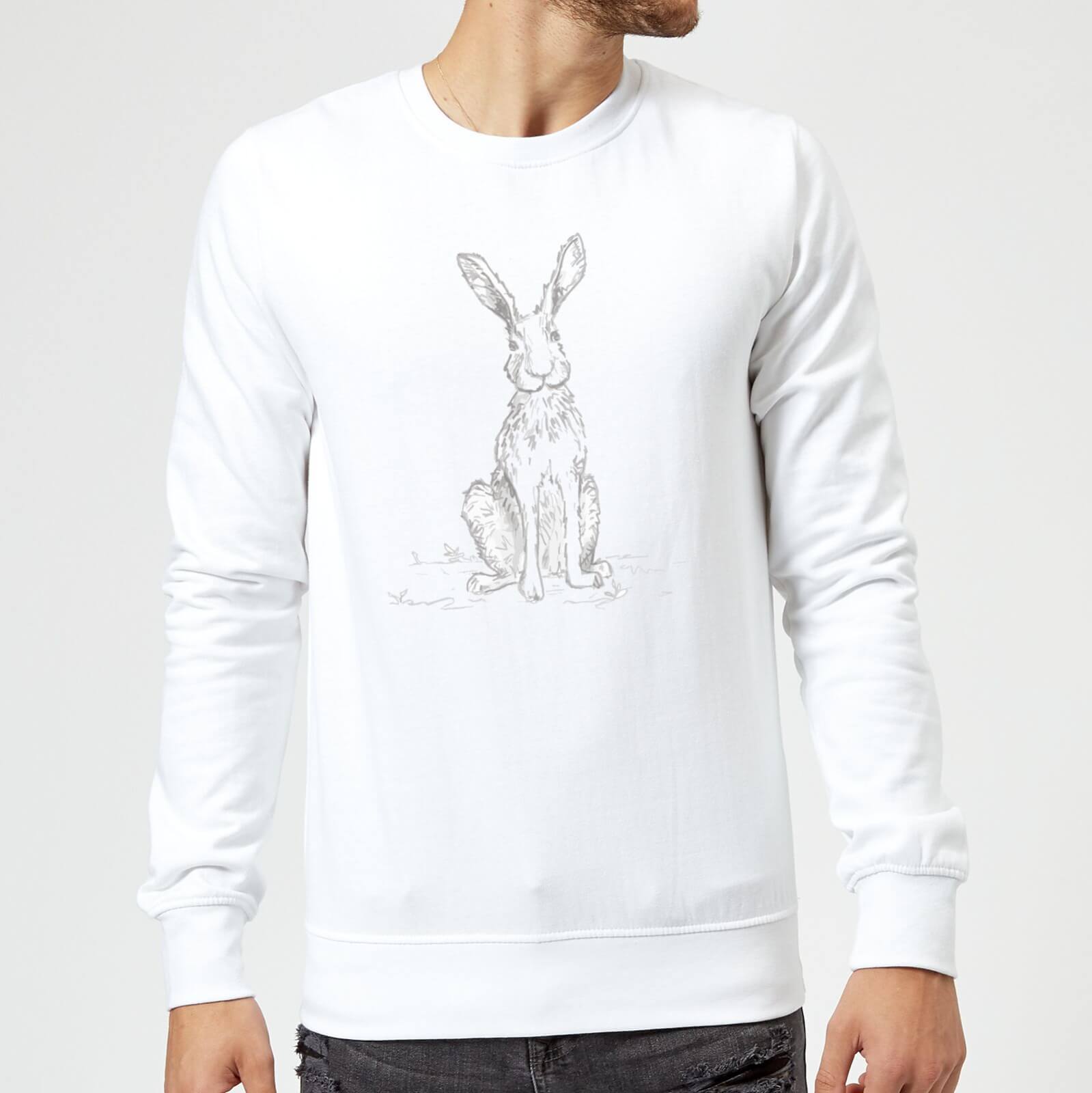 Candlelight Hare Sketch Sweatshirt - White - S - White