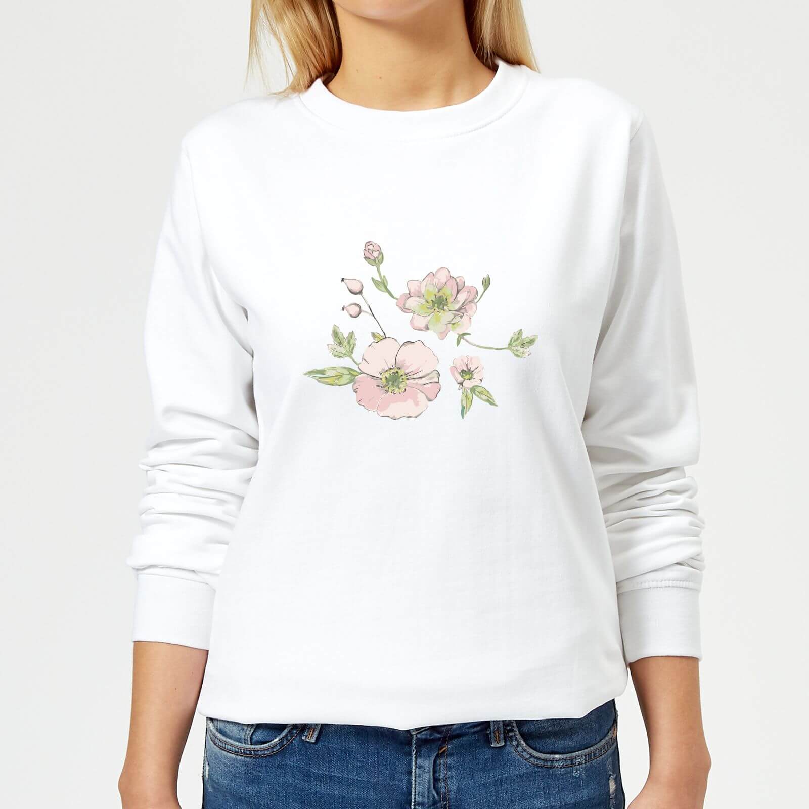 Candlelight Peony And Pansy Women's Sweatshirt - White - XS - White