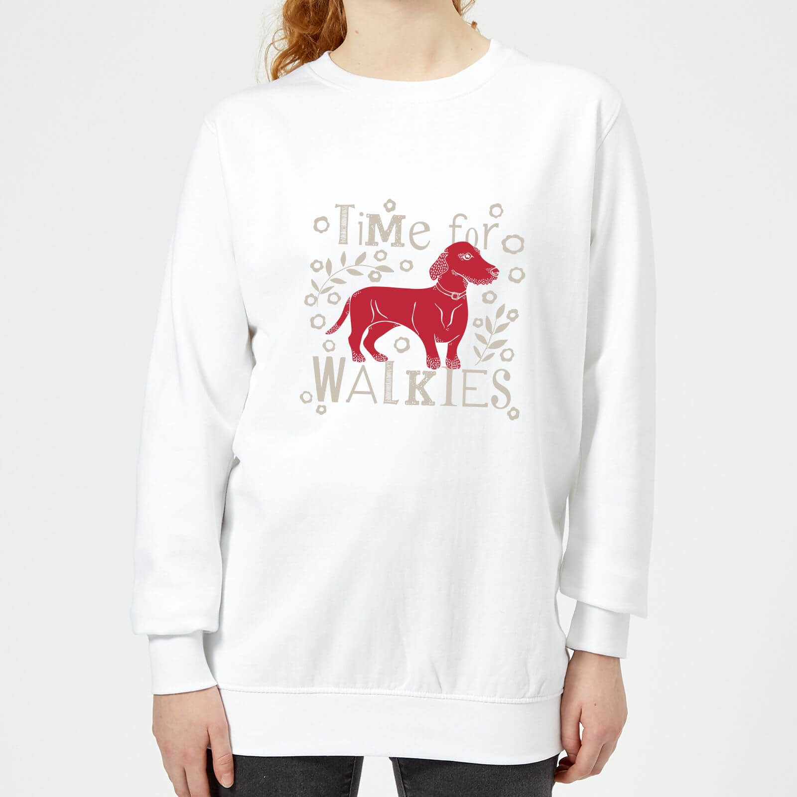 Candlelight Time For Walkies Cutout Sausage Dog Women's Sweatshirt - White - XS - White