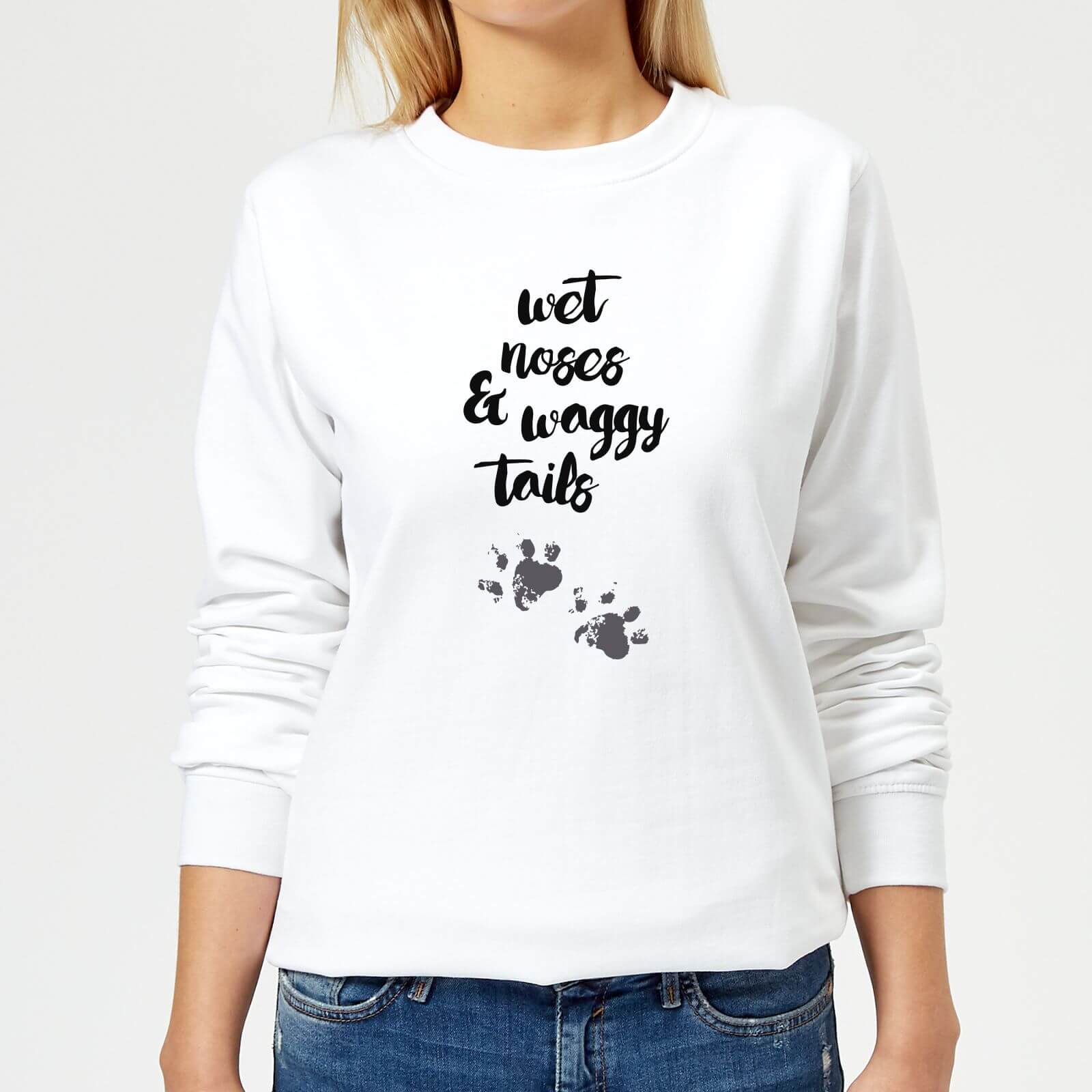 Candlelight Wet Noses And Waggy Tails Paw Prints Women's Sweatshirt - White - XS - White