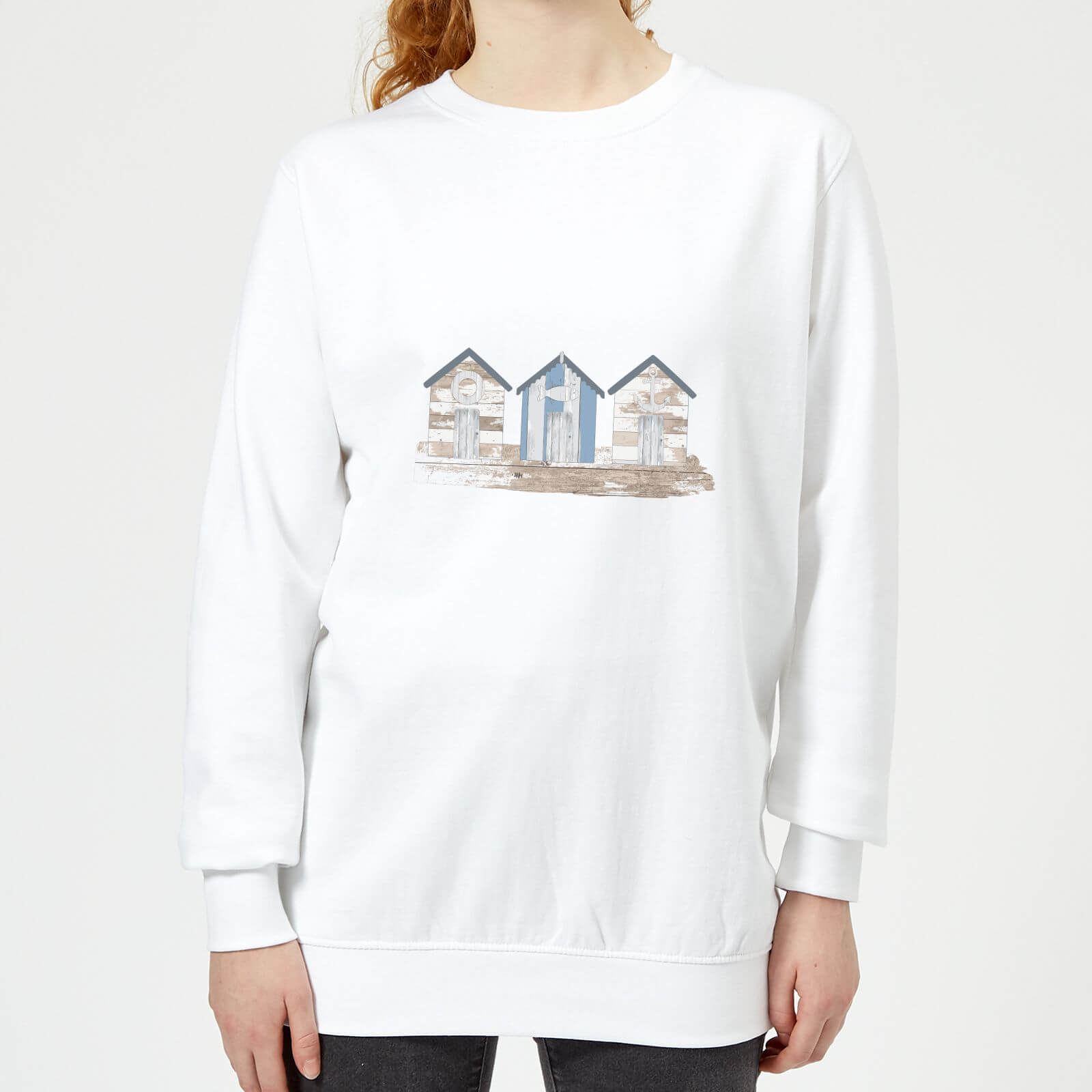 Candlelight Wooden Beach Hut Women's Sweatshirt - White - XS