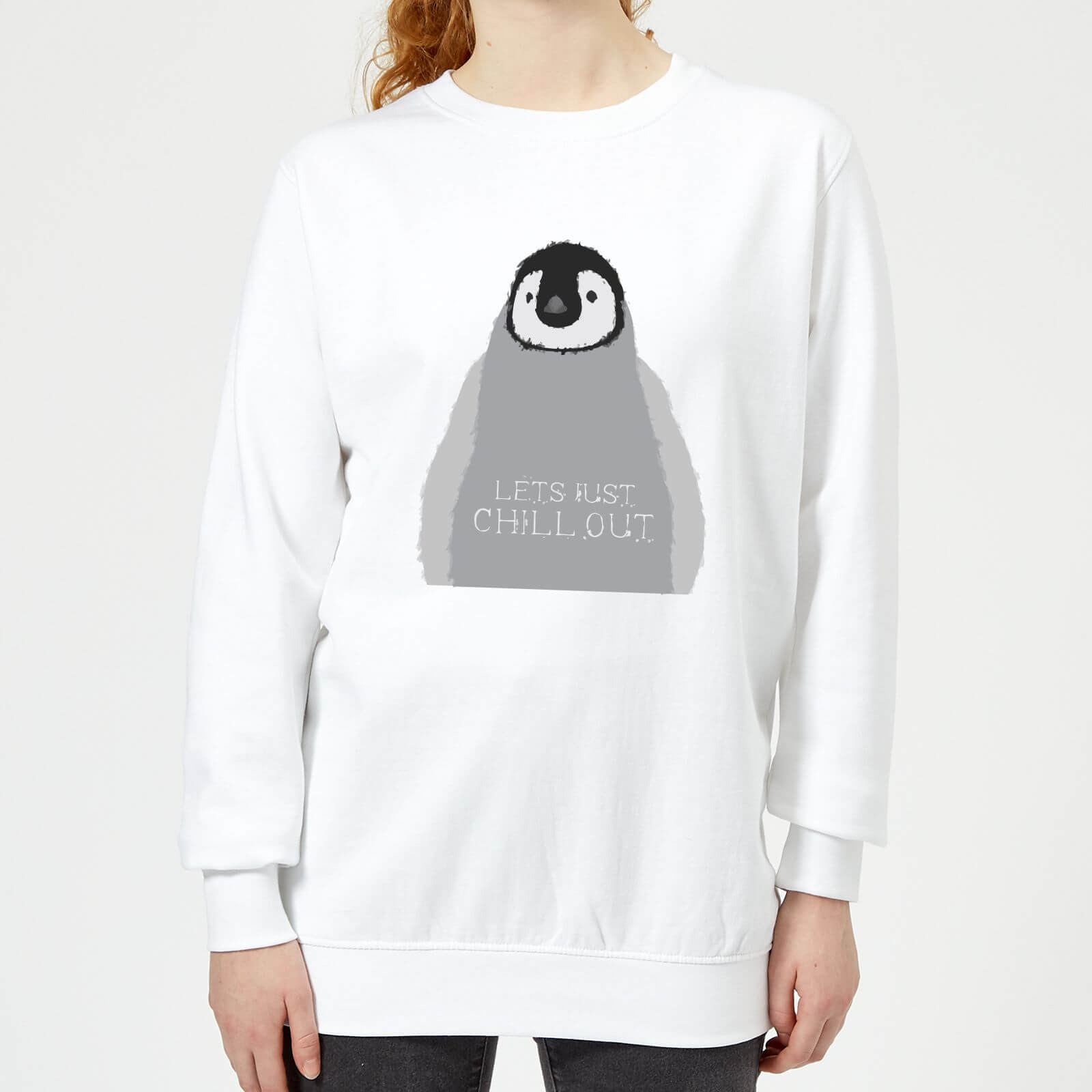 Candlelight Baby Penguin Lets Just Chill Out Women's Sweatshirt - White - XS - White