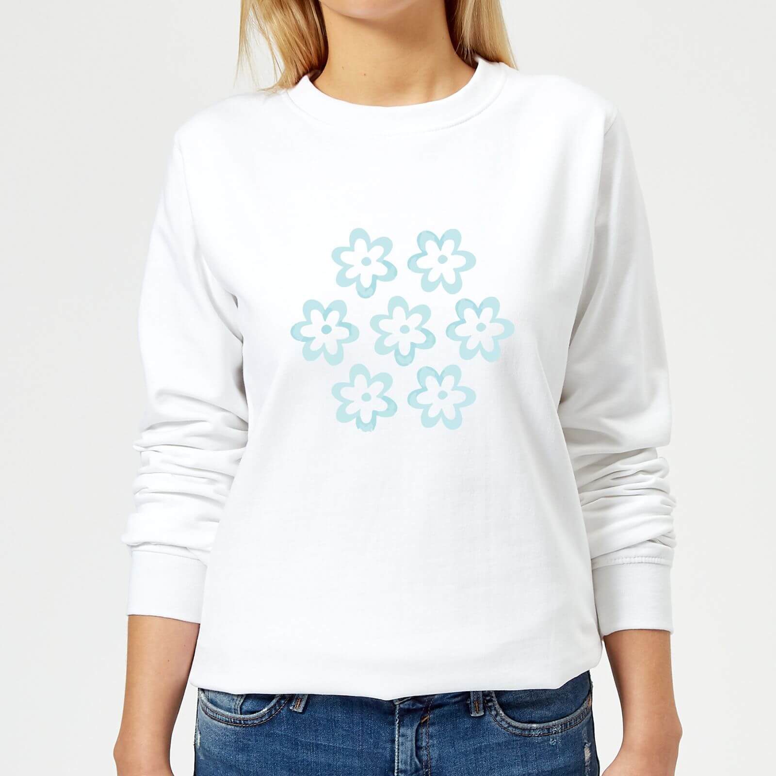 Candlelight Cartoon Pansy Burst Women's Sweatshirt - White - XS - White