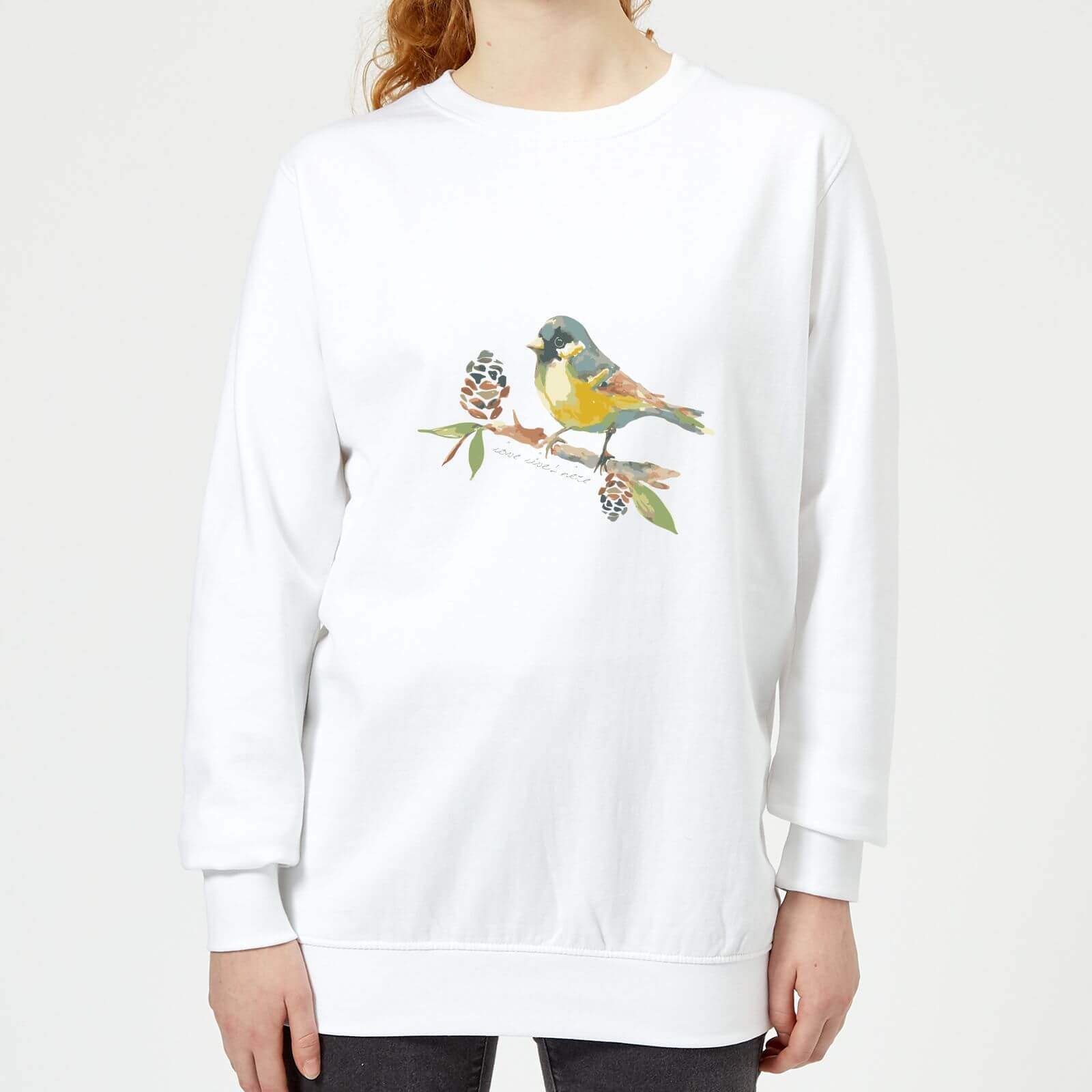 Candlelight Blue Tit On Pine Cone Branch Women's Sweatshirt - White - XS - White