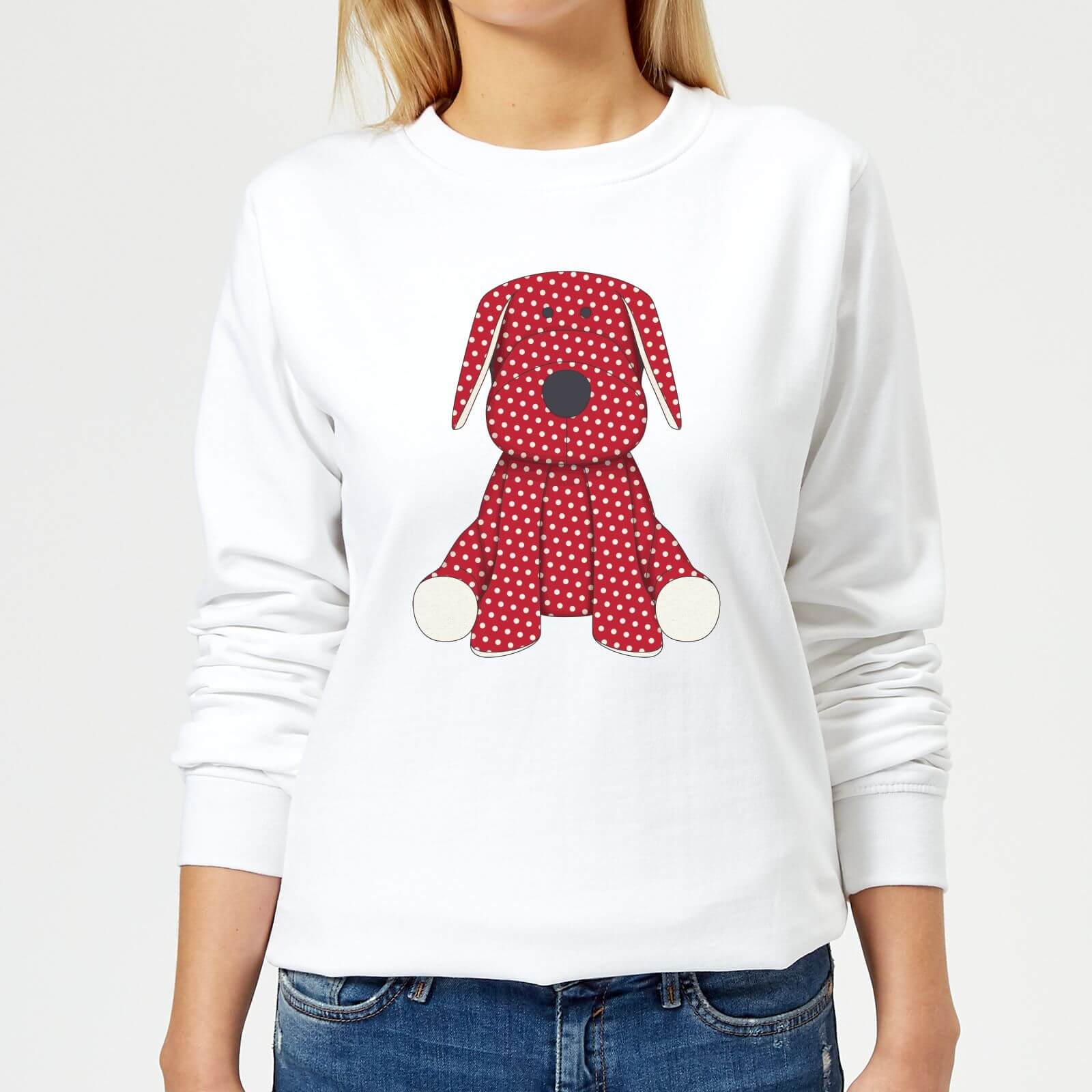 Candlelight Red Polka Dot Dog Teddy Women's Sweatshirt - White - XS - White