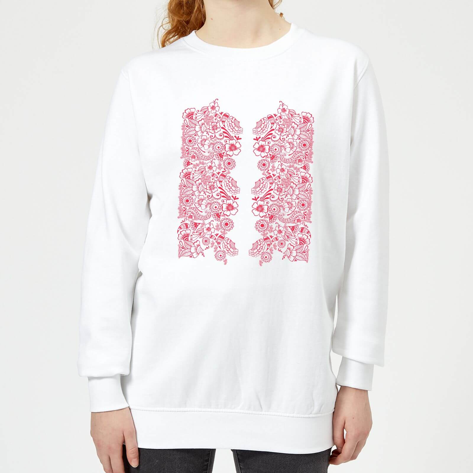 Candlelight Elegant Floral Pattern Women's Sweatshirt - White - XS - White