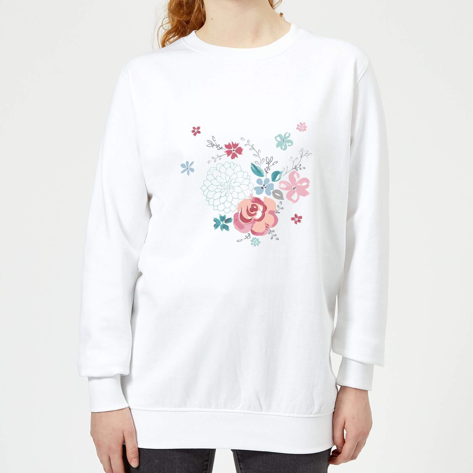 Candlelight Water Colour Flower Bouquet Women's Sweatshirt - White - XS - White
