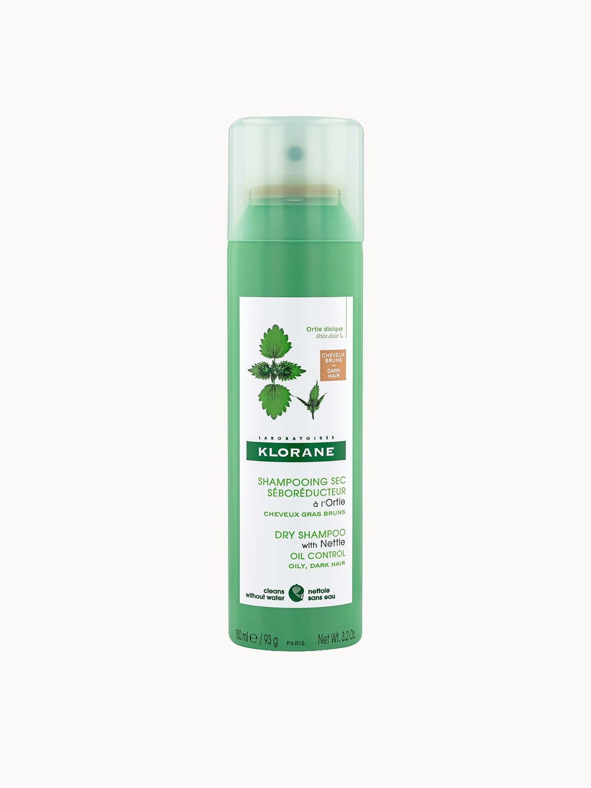 KLORANE Oil-control Tinted Dry Shampoo with Nettle for Oily, Brown-Dark Hair 150ml