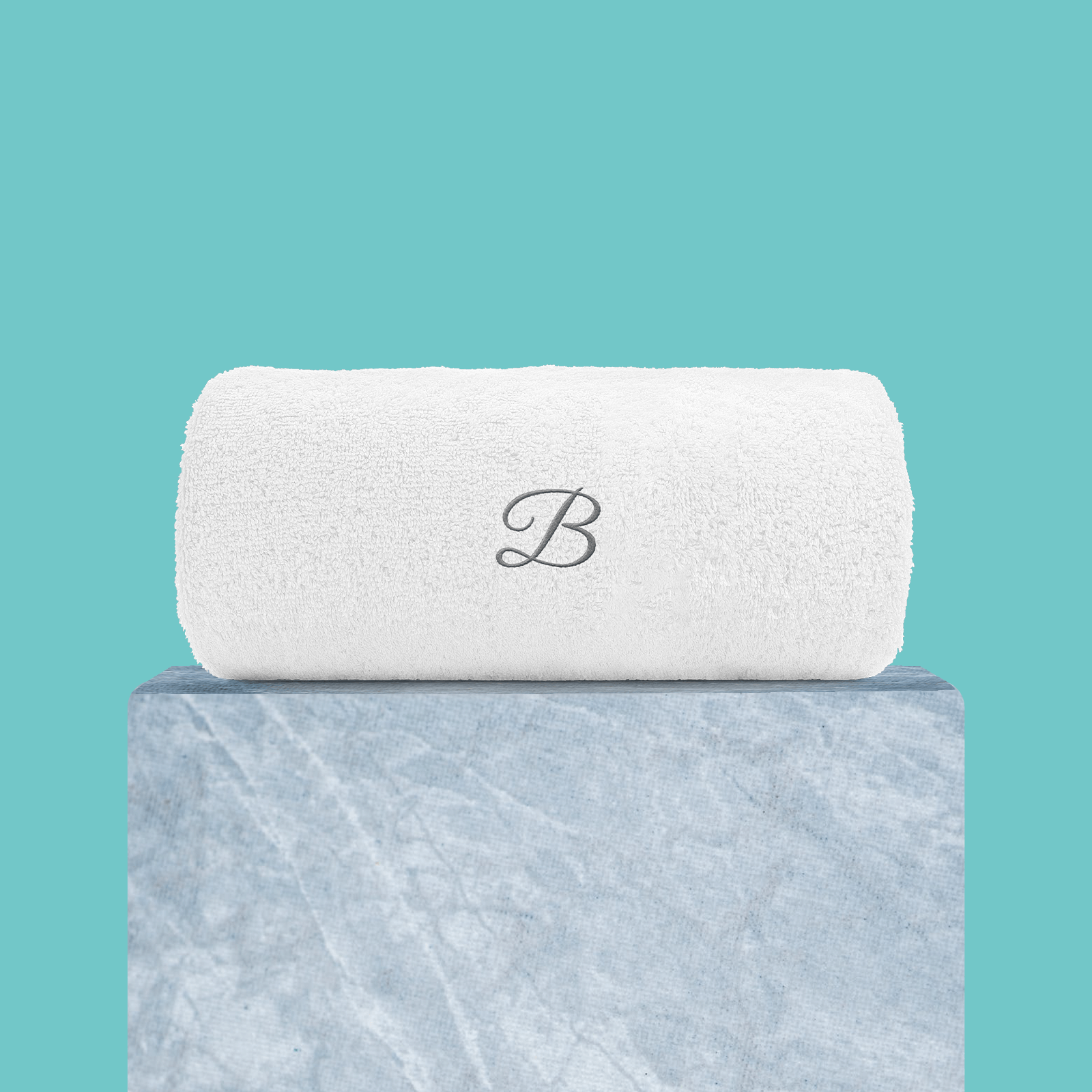Initial Embroidered Hand Towel - B