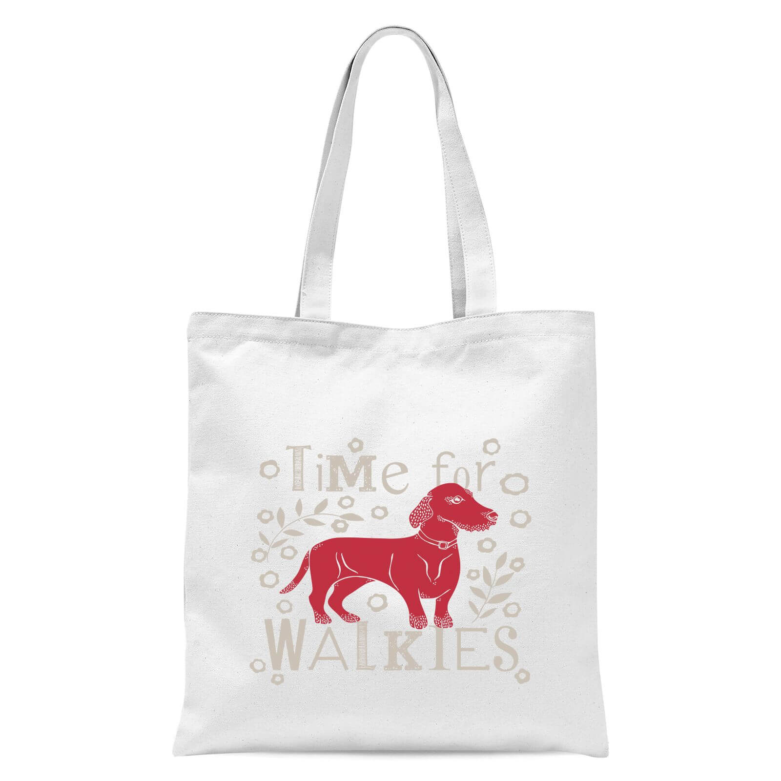 Time For Walkies Cutout Sausage Dog Tote Bag - White