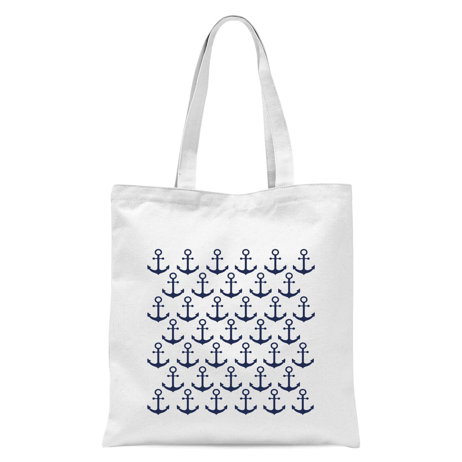 Anchor Repeat Pattern Tote Bag - White