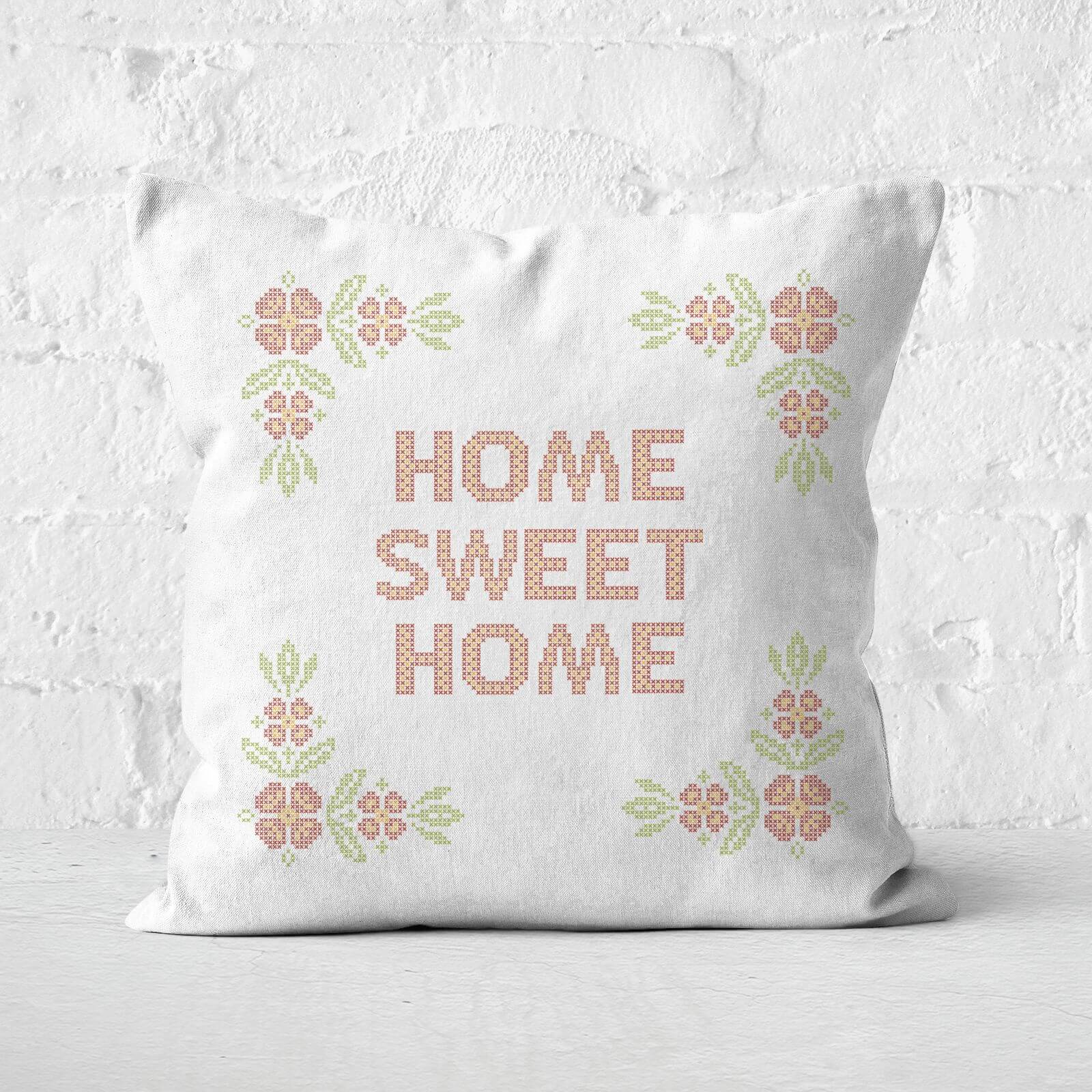 Home Sweet Home Cross Stitch Square Cushion - 60x60cm - Soft Touch
