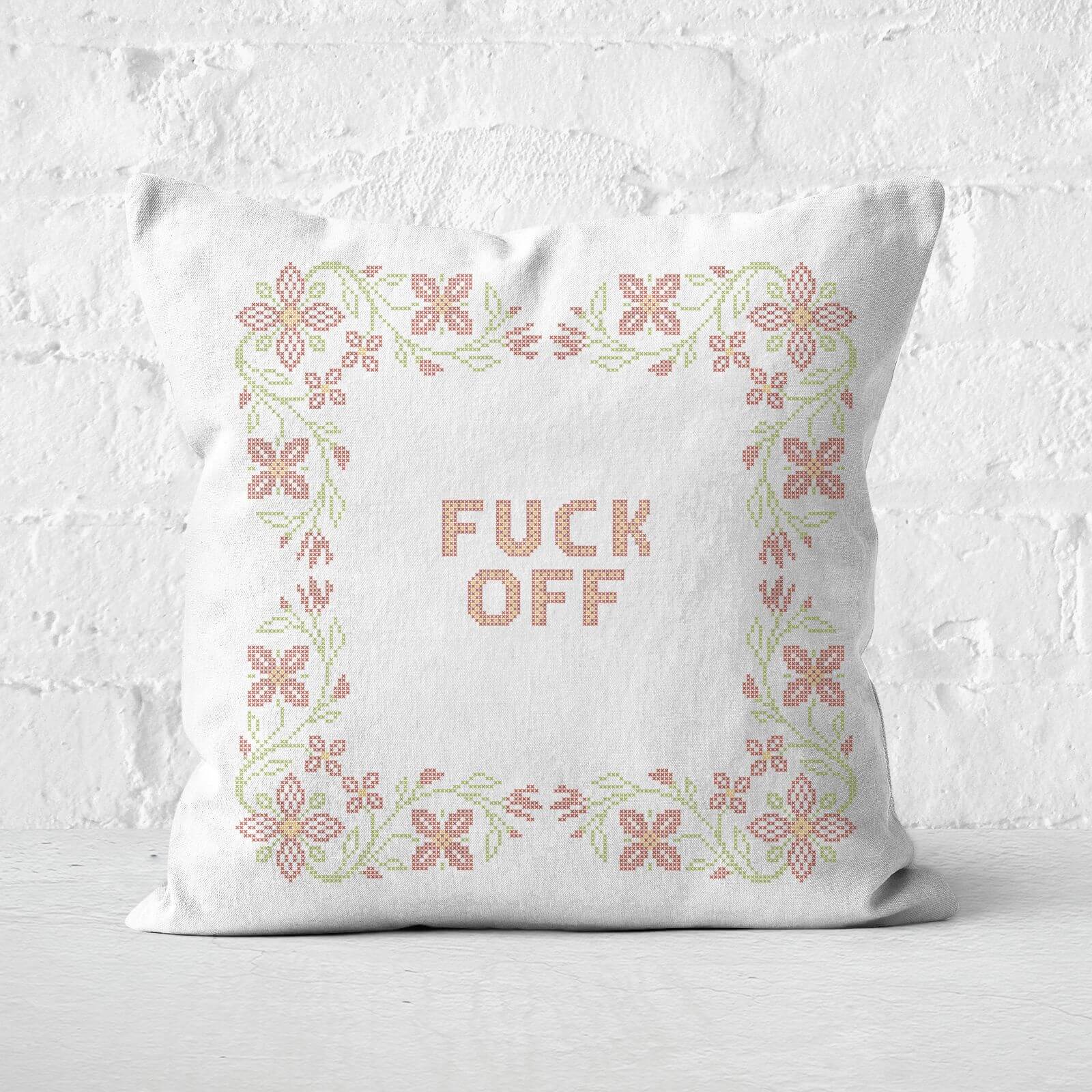 F*ck Off Cross Stitch Square Cushion - 50x50cm - Soft Touch