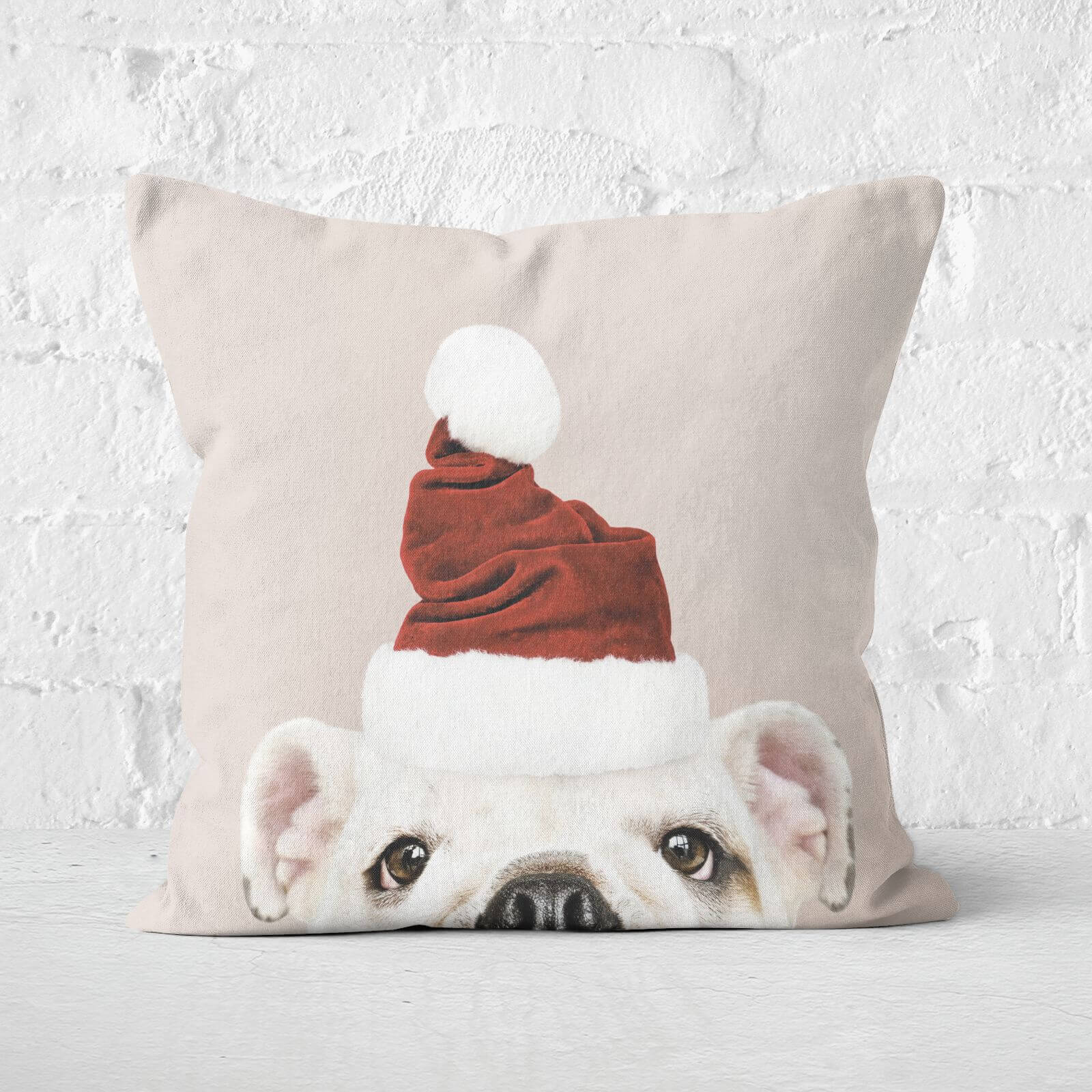 Christmas Bulldog Square Cushion - 60x60cm - Soft Touch