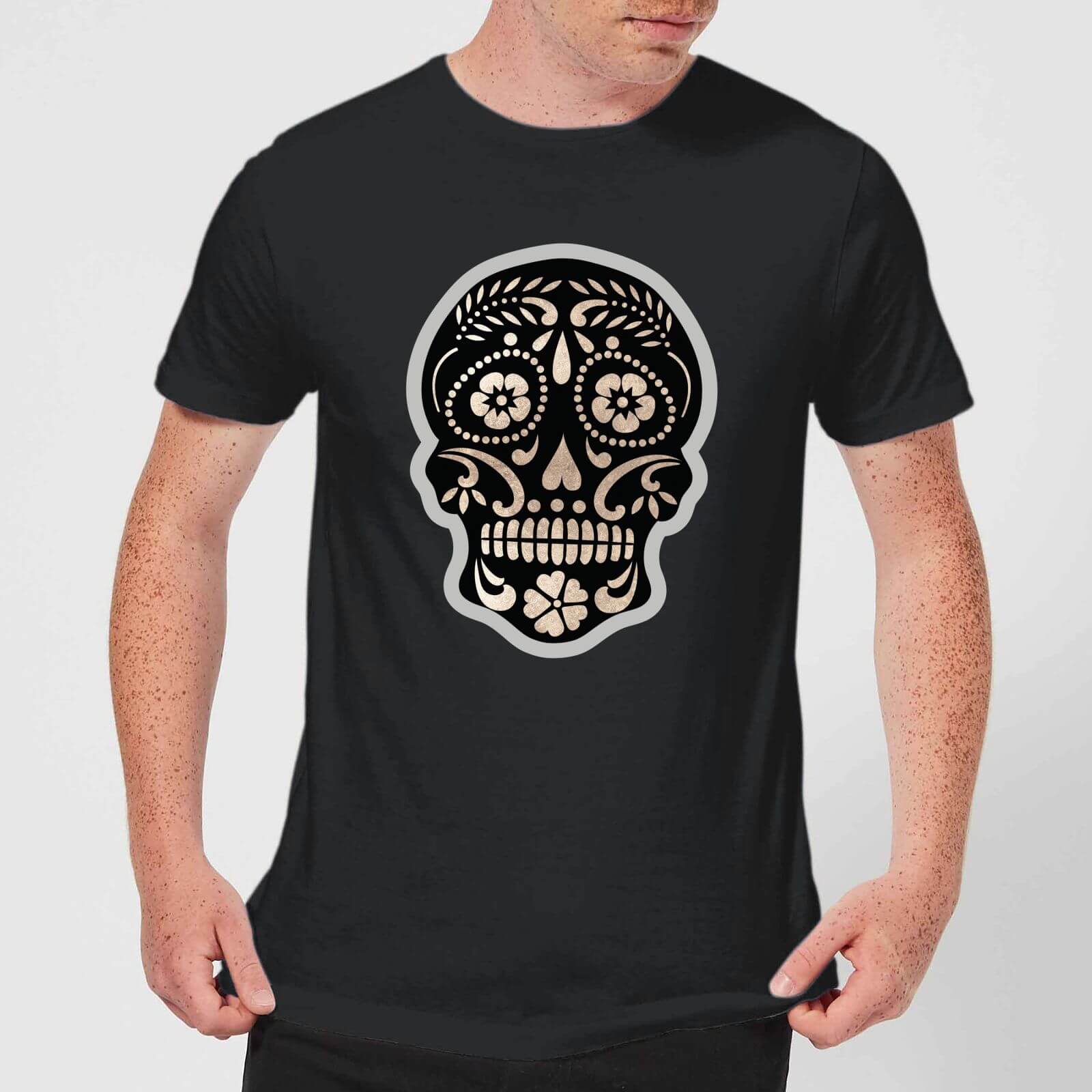 Day Of The Dead Skull Men's T-Shirt - Black - XS - Black