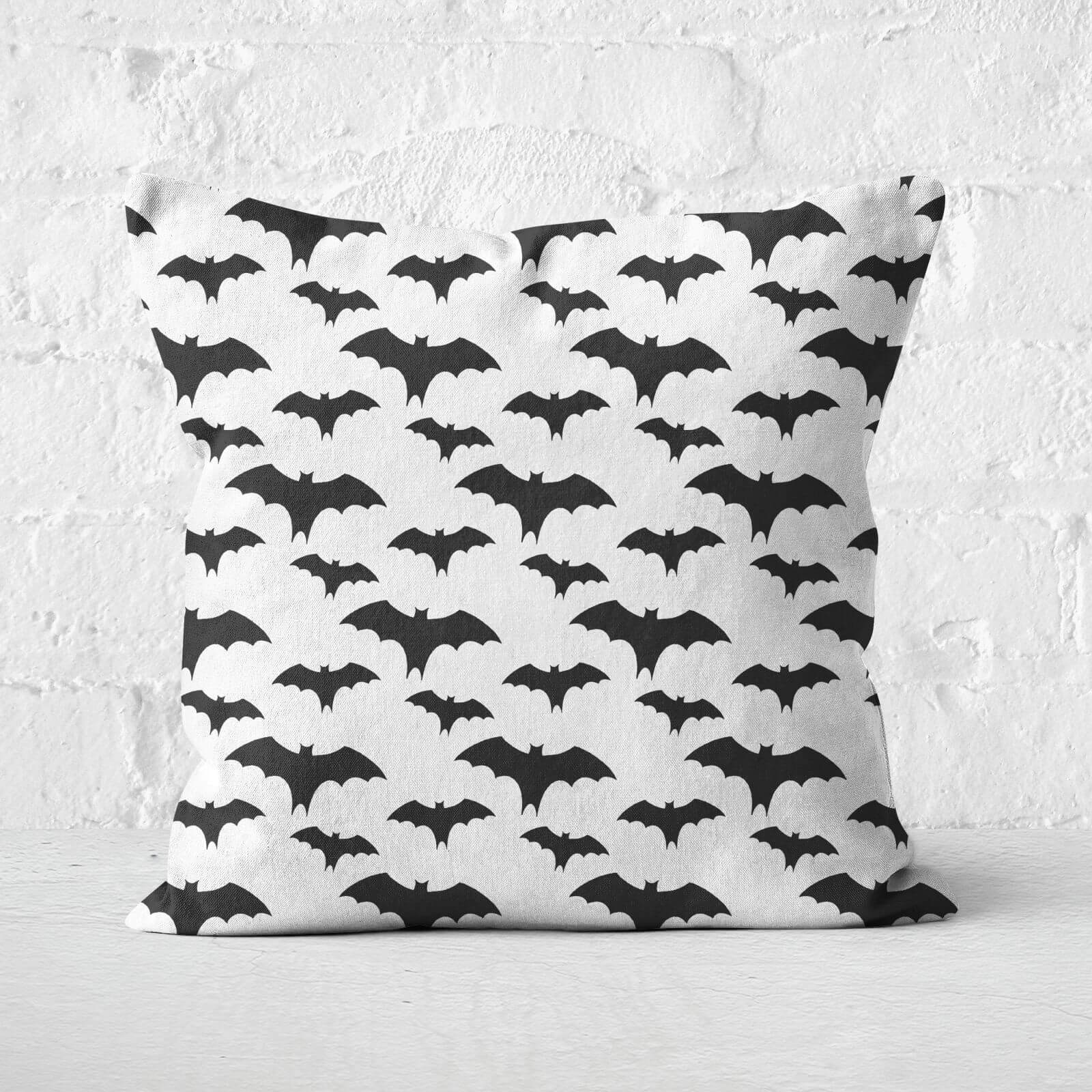 Black And White Bat Pattern Square Cushion - 50x50cm - Soft Touch