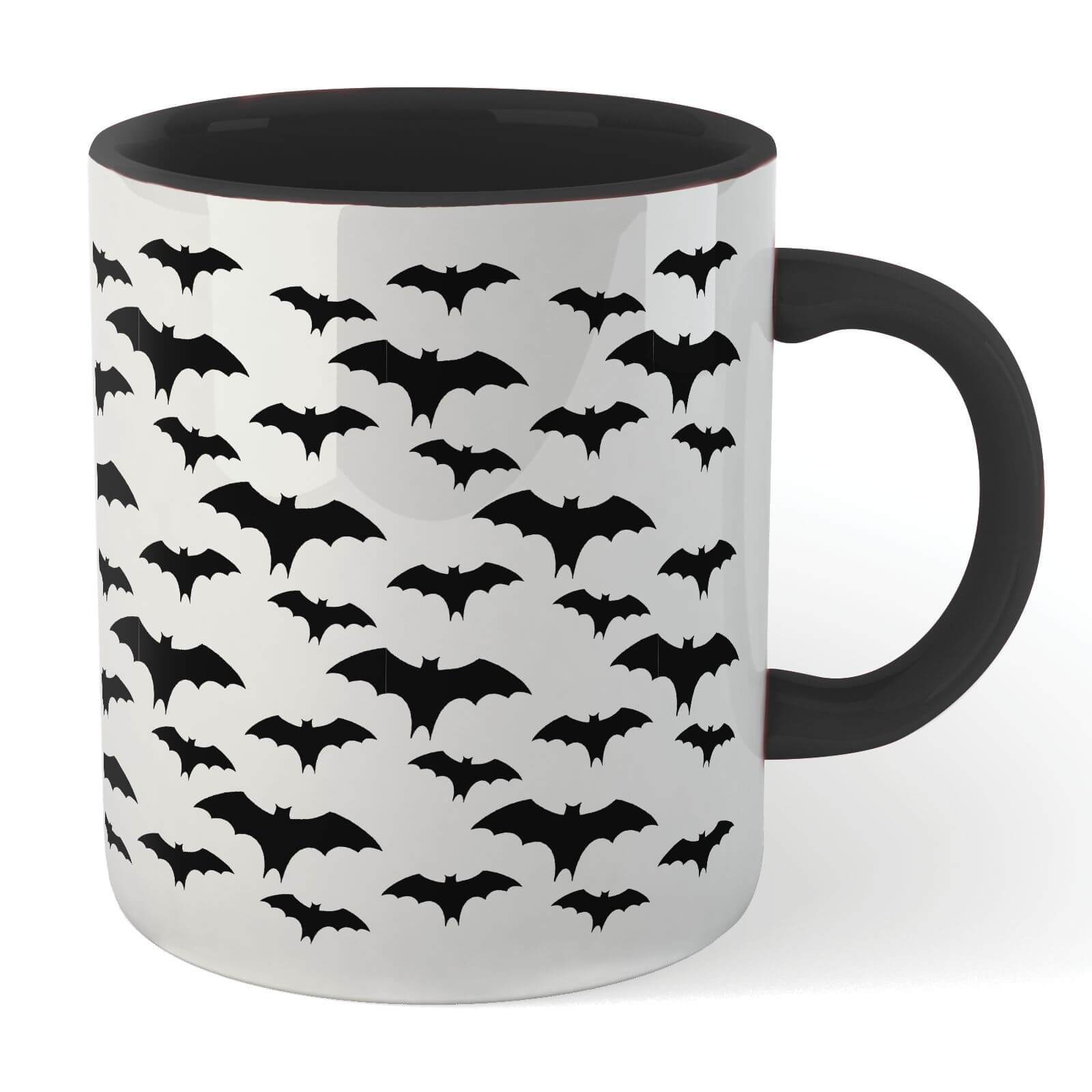 Black Bat Pattern Mug - White/Black