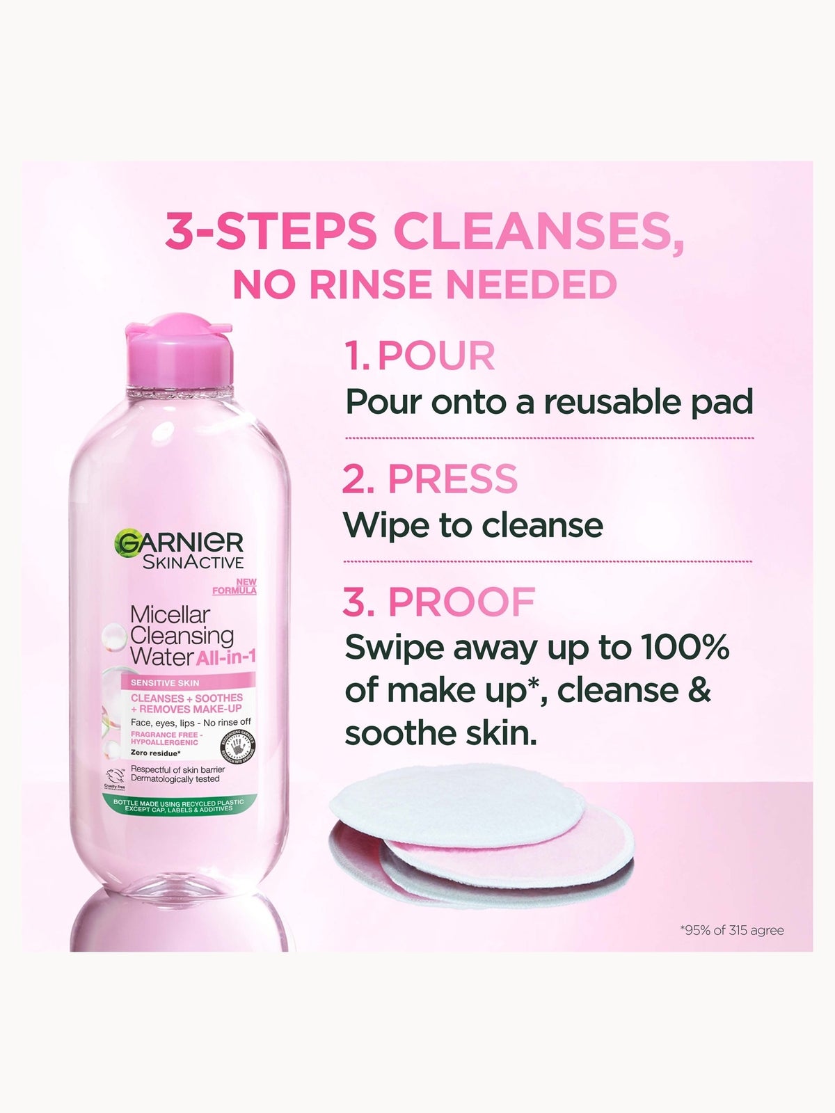 Garnier Face & Eye Cleansing Duo, Micellar Water and Eye Makeup Remover, for Sensitive Skin 2