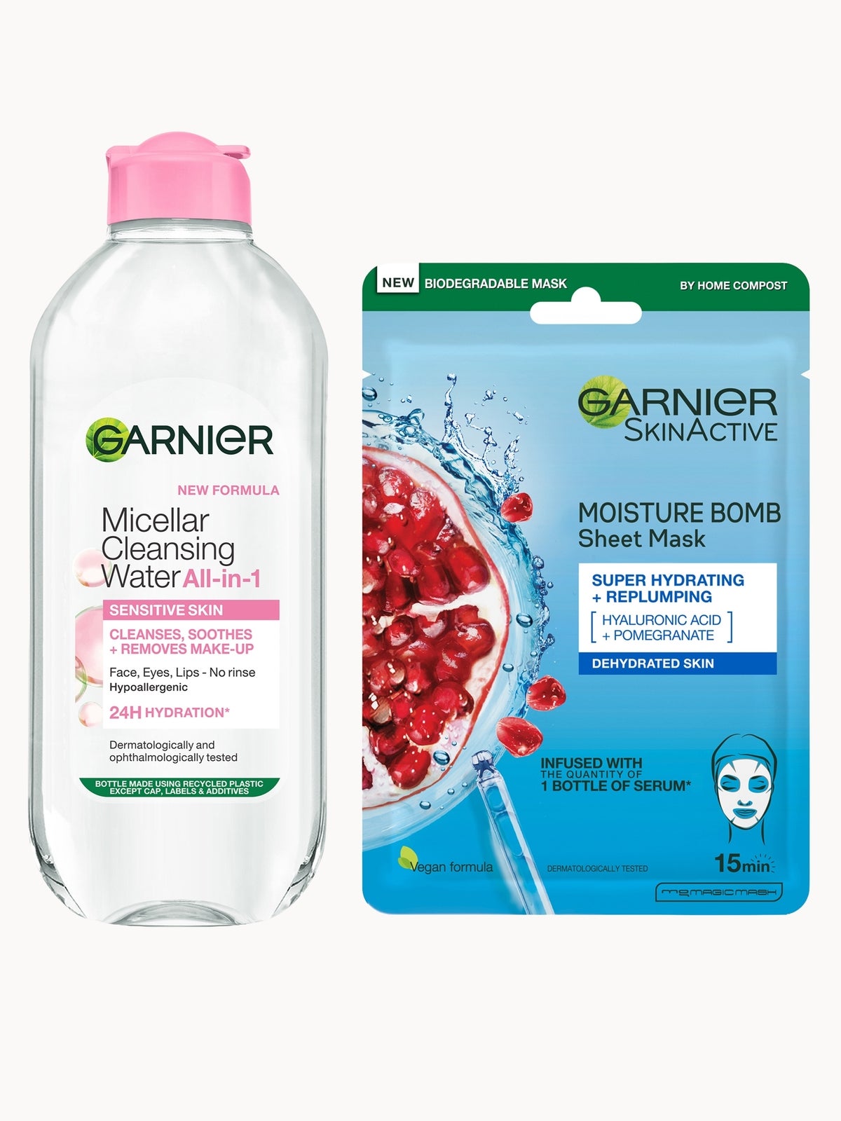 Garnier Micellar Water Sensitive Skin and Hydrating Face Sheet Mask for Dehydrated Skin Kit Exclusive (Worth £8.98)