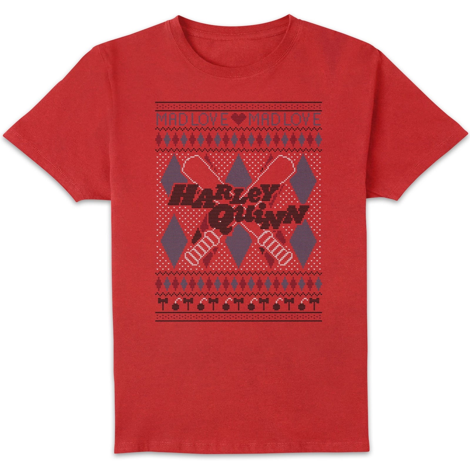 Harley Quinn Men's Christmas T-Shirt - Red - L