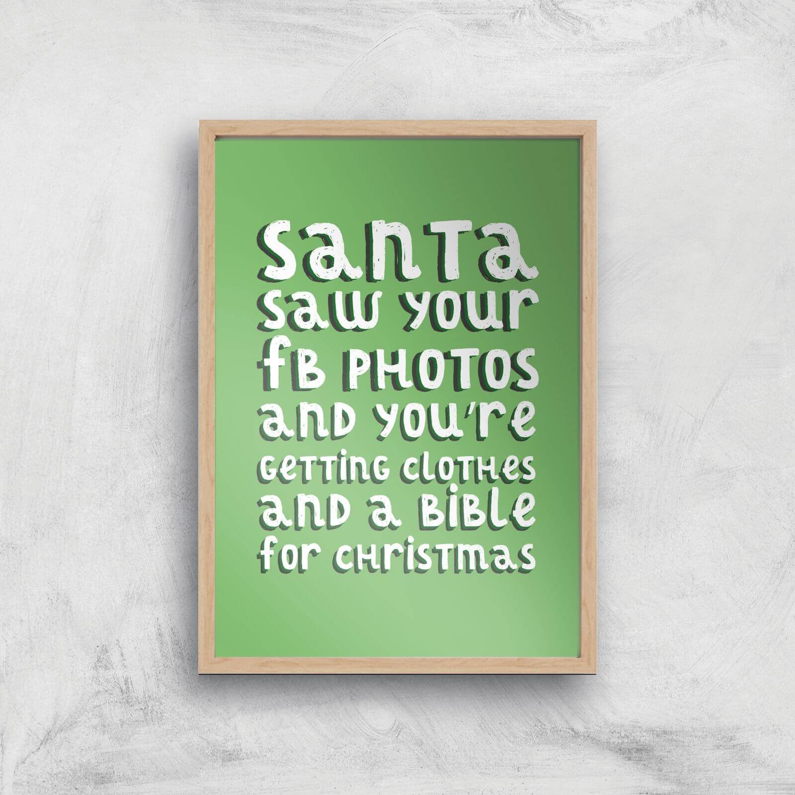 Santa Saw Your FB Photos Art Print - A2 - White Frame