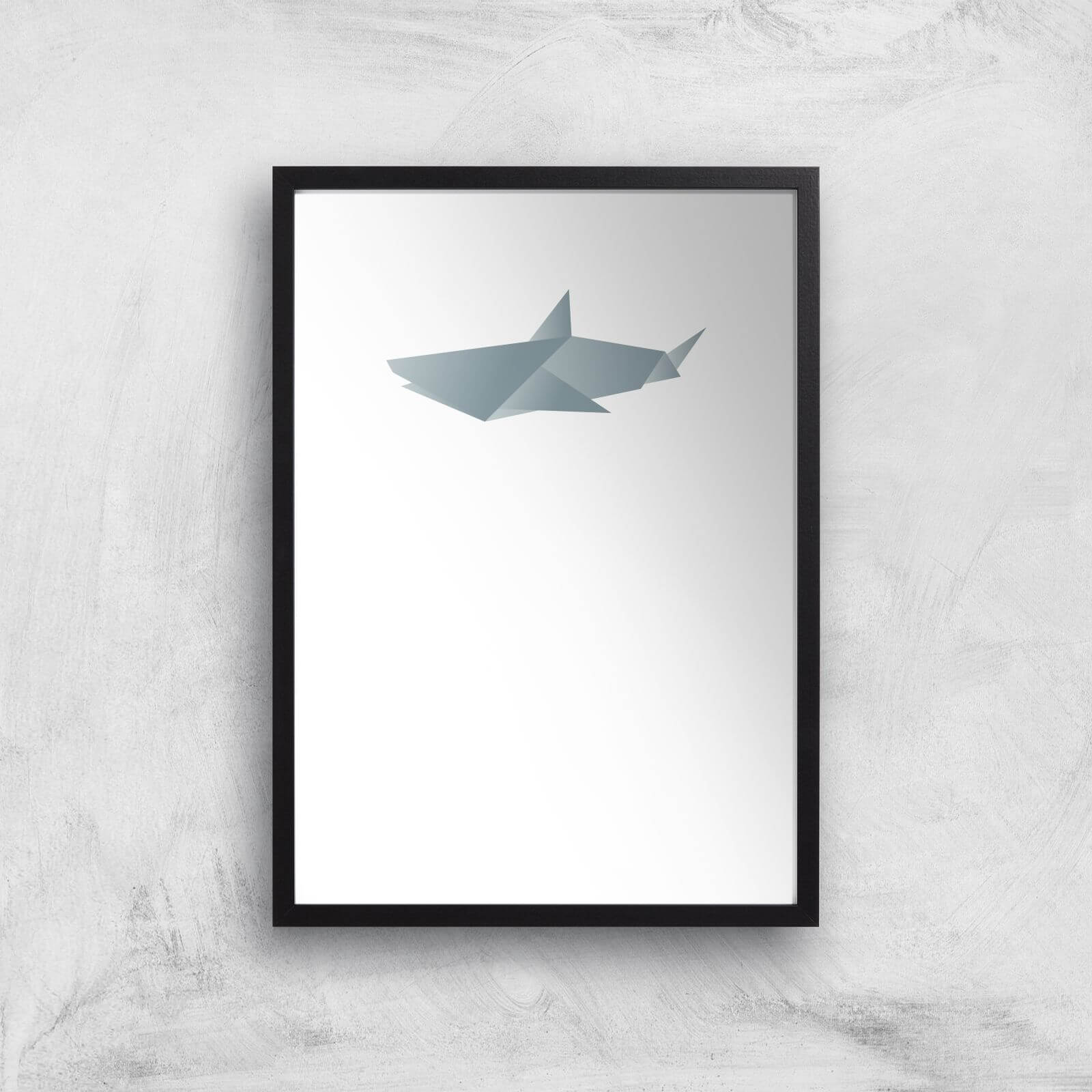 Origami Shark Art Print - A3 - Black Frame