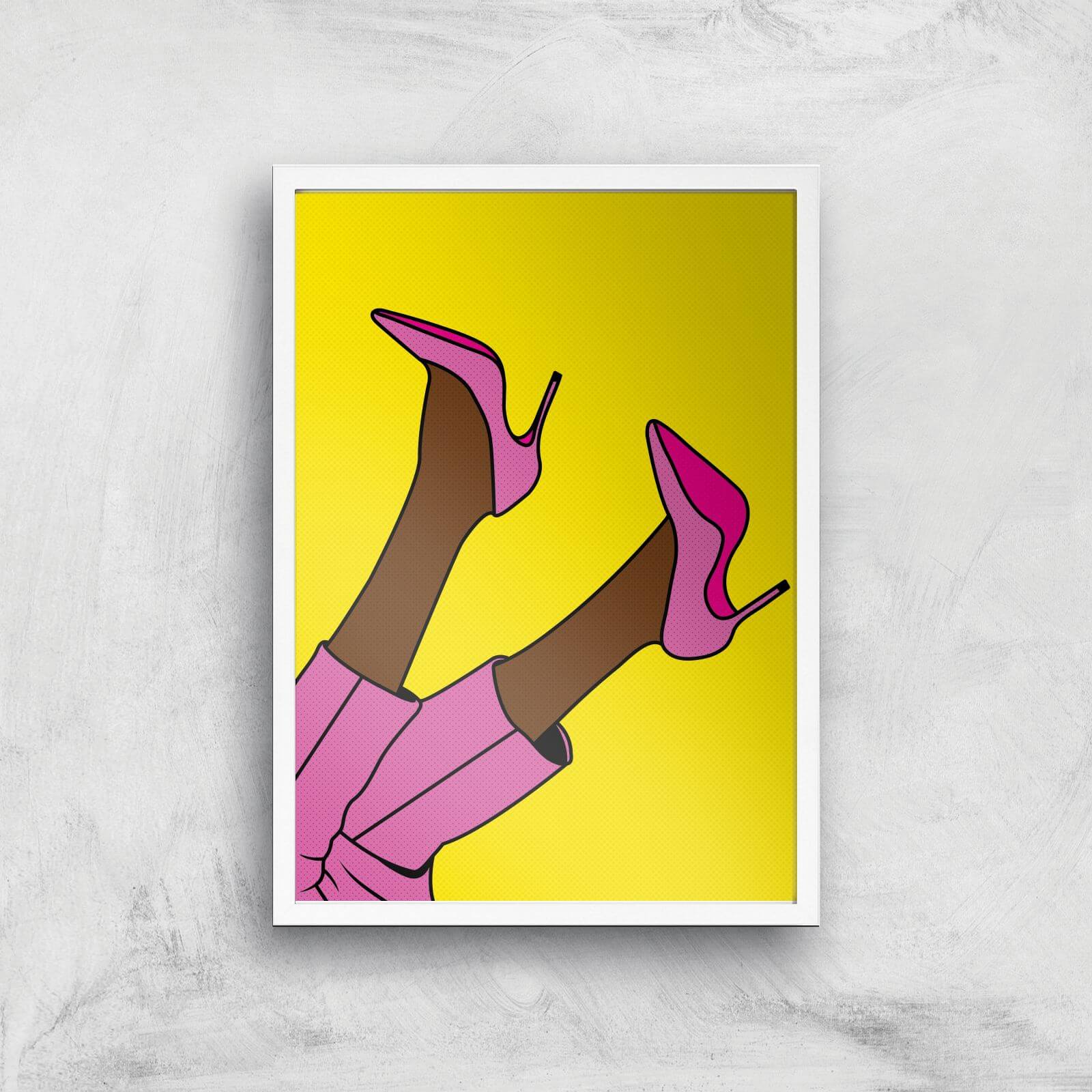 Pink Heels Lifted Giclée Art Print - A3 - White Frame