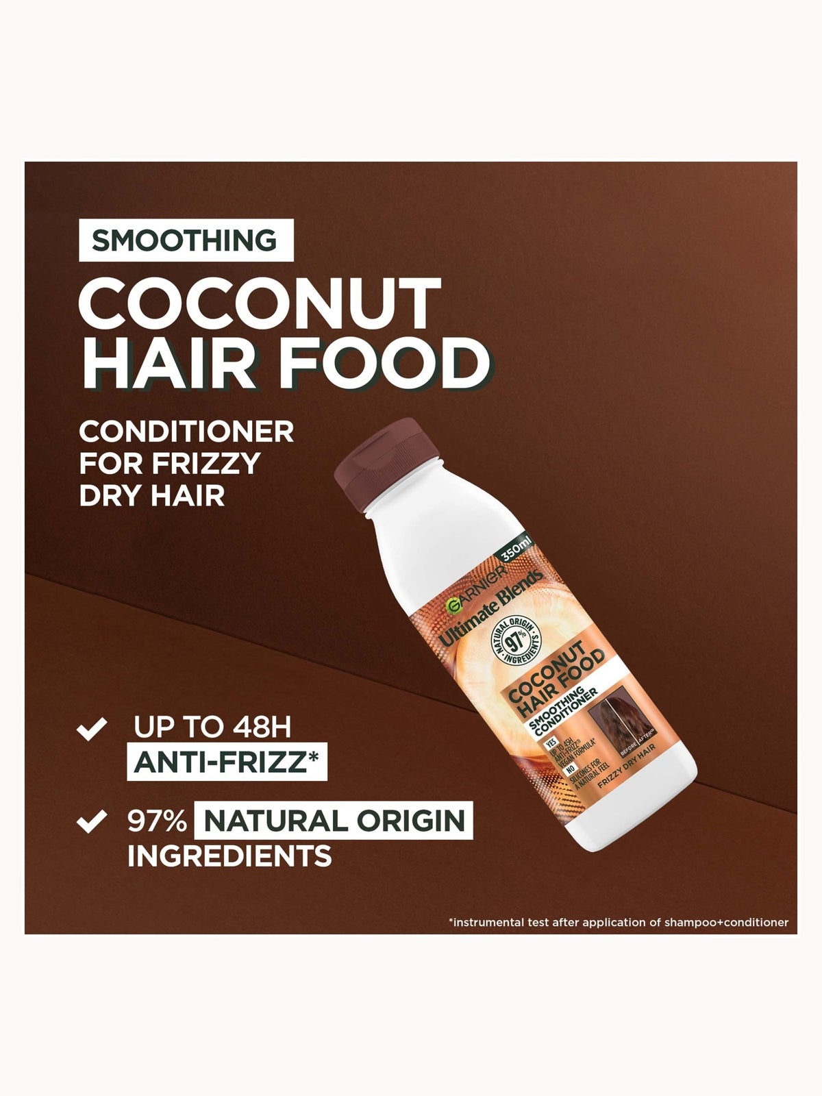 Garnier Ultimate Blends Smoothing Hair Food Coconut Conditioner for Frizzy Hair 350ml 3