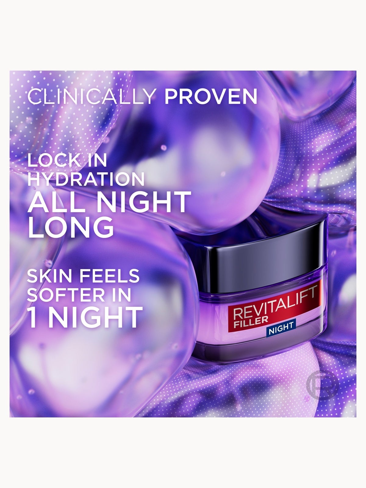 L'Oréal Paris Revitalift Filler Night Cream: Anti-Aging Replumping Moisturizer for Wrinkles & Firmer Skin 50ml, photo 4