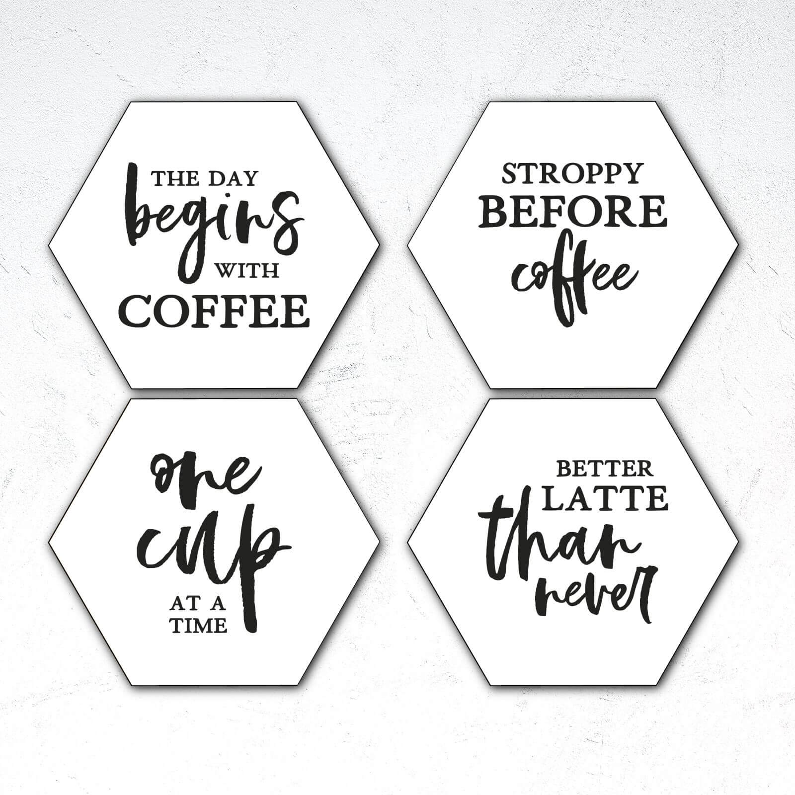 Decorsome The Day Begins With Coffee Hexagonal Coaster Set