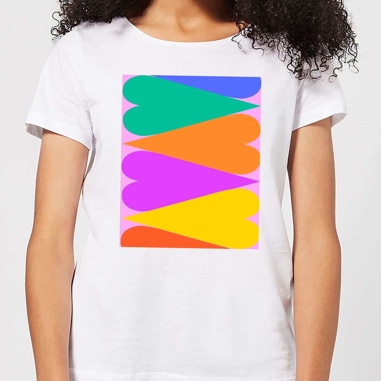Large Rainbow Hearts Women's T-Shirt - White - XL - White