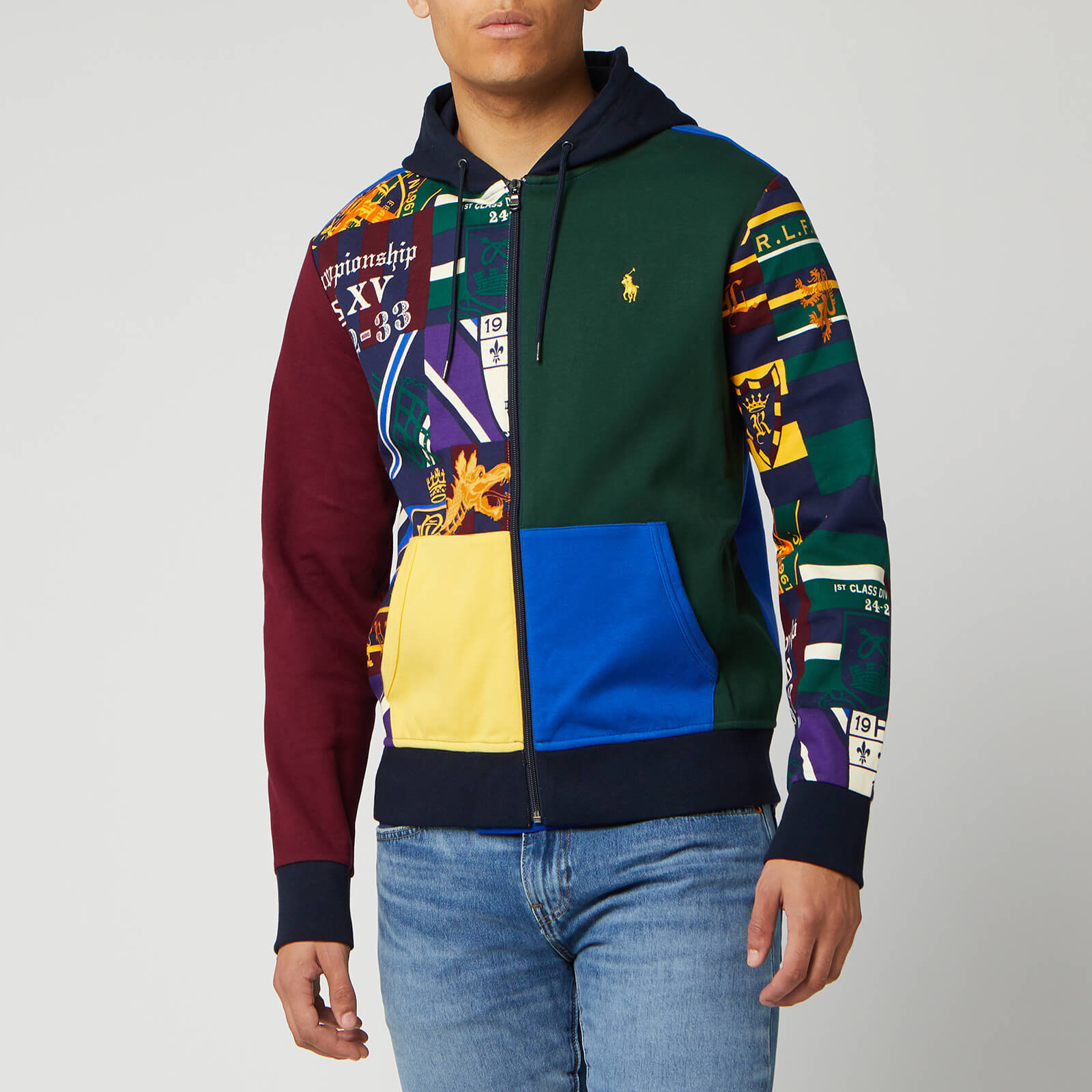 patchwork polo hoodie