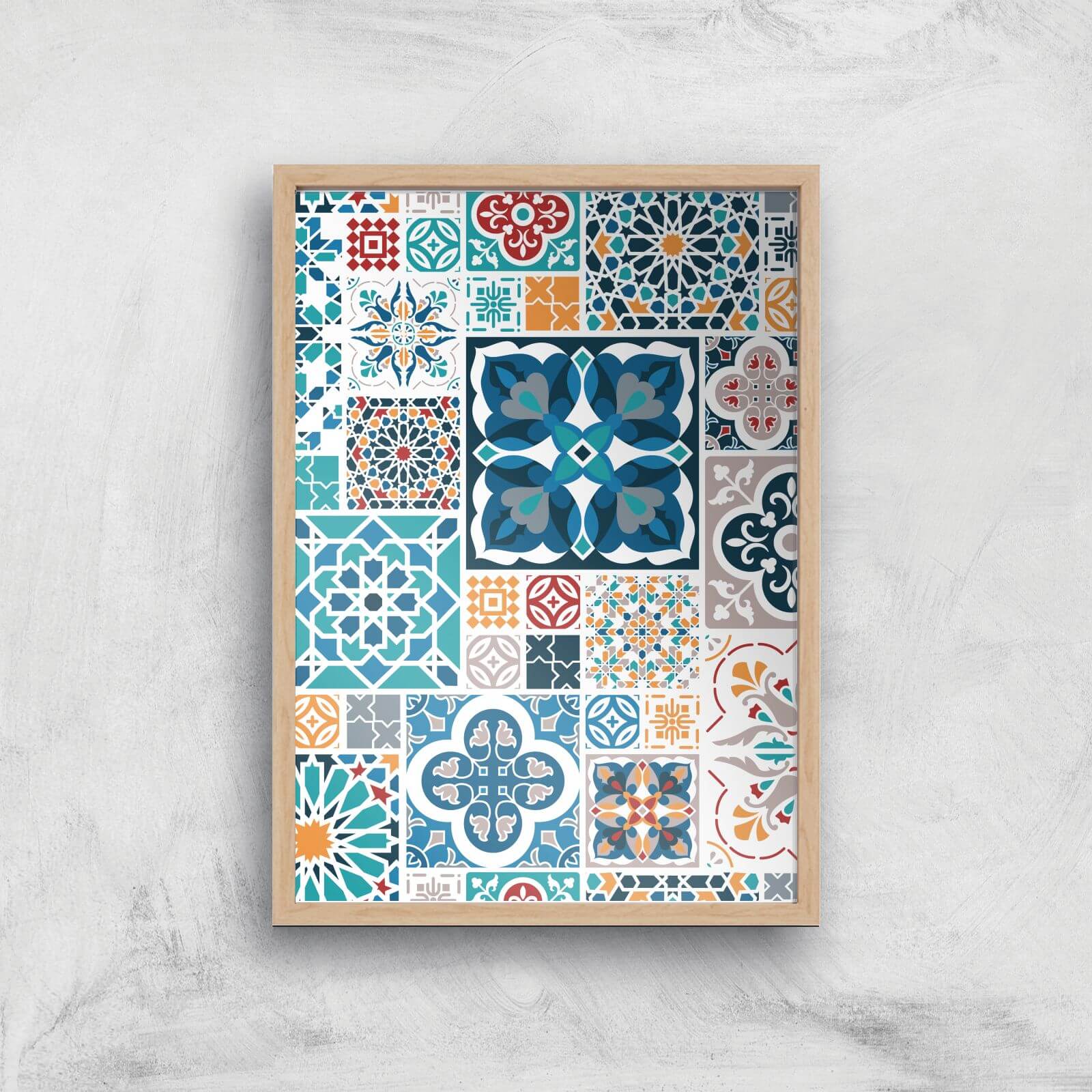 Moroccon Tiles Giclée Art Print - A3 - Wooden Frame