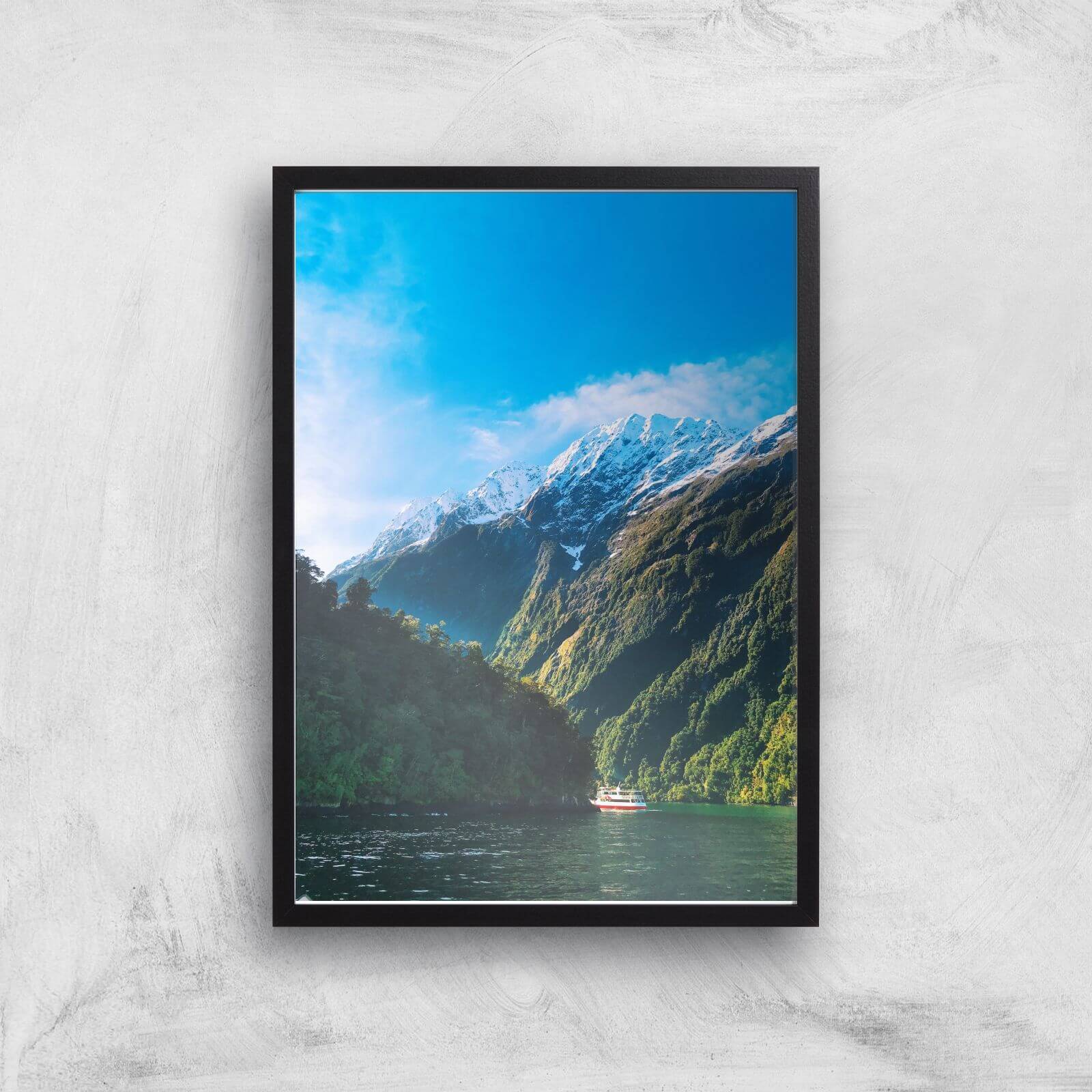 Mountain Boat Trip Giclee Art Print - A3 - Black Frame