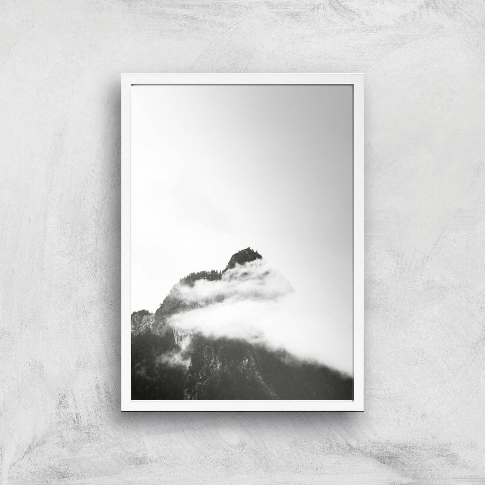 Black & White Mountain Giclee Art Print - A2 - White Frame