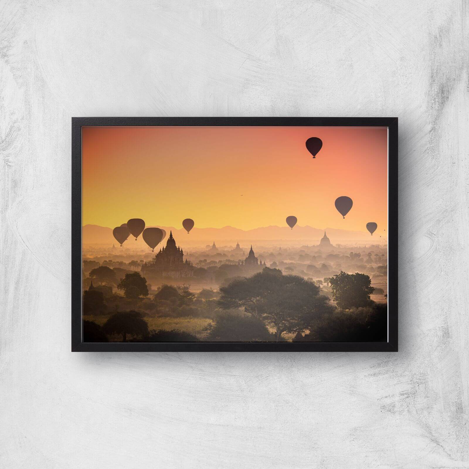 Hot Air Balloon Sunset Giclee Art Print - A3 - Black Frame