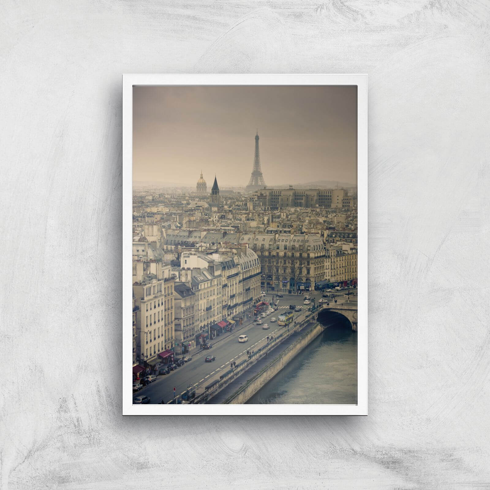 Streets Of Paris Giclee Art Print - A2 - White Frame