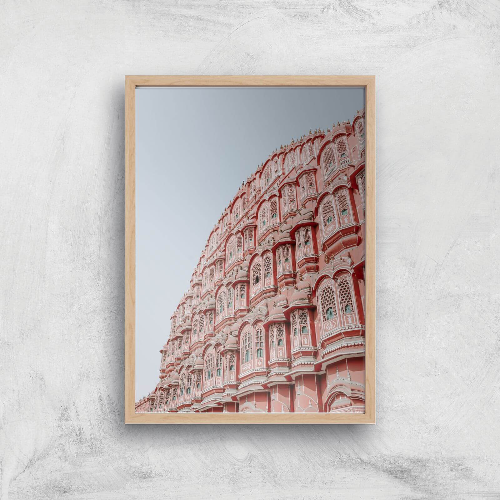 Pink Building Giclee Art Print - A3 - Wooden Frame