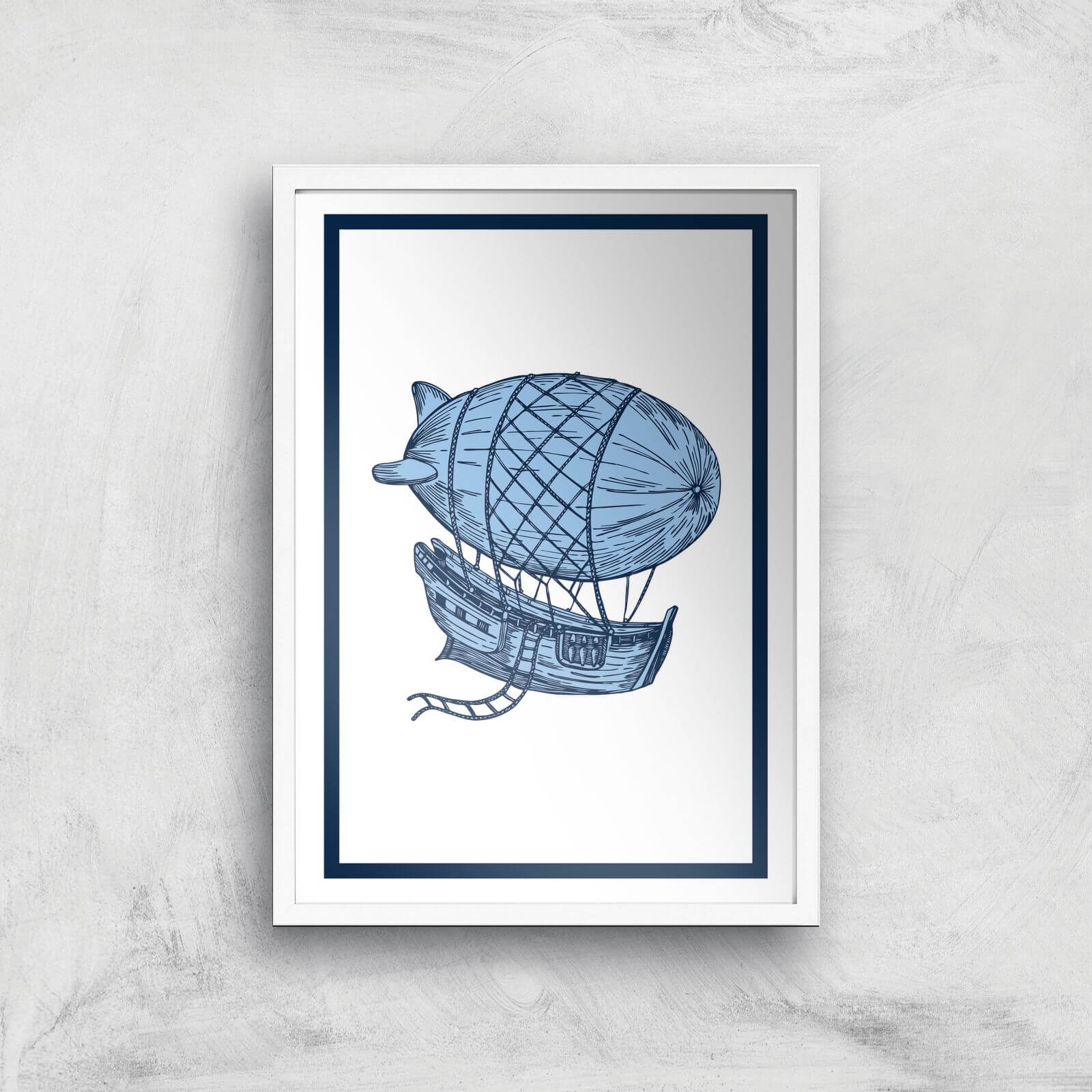Blue Hot Air Balloon Giclee Art Print - A2 - White Frame