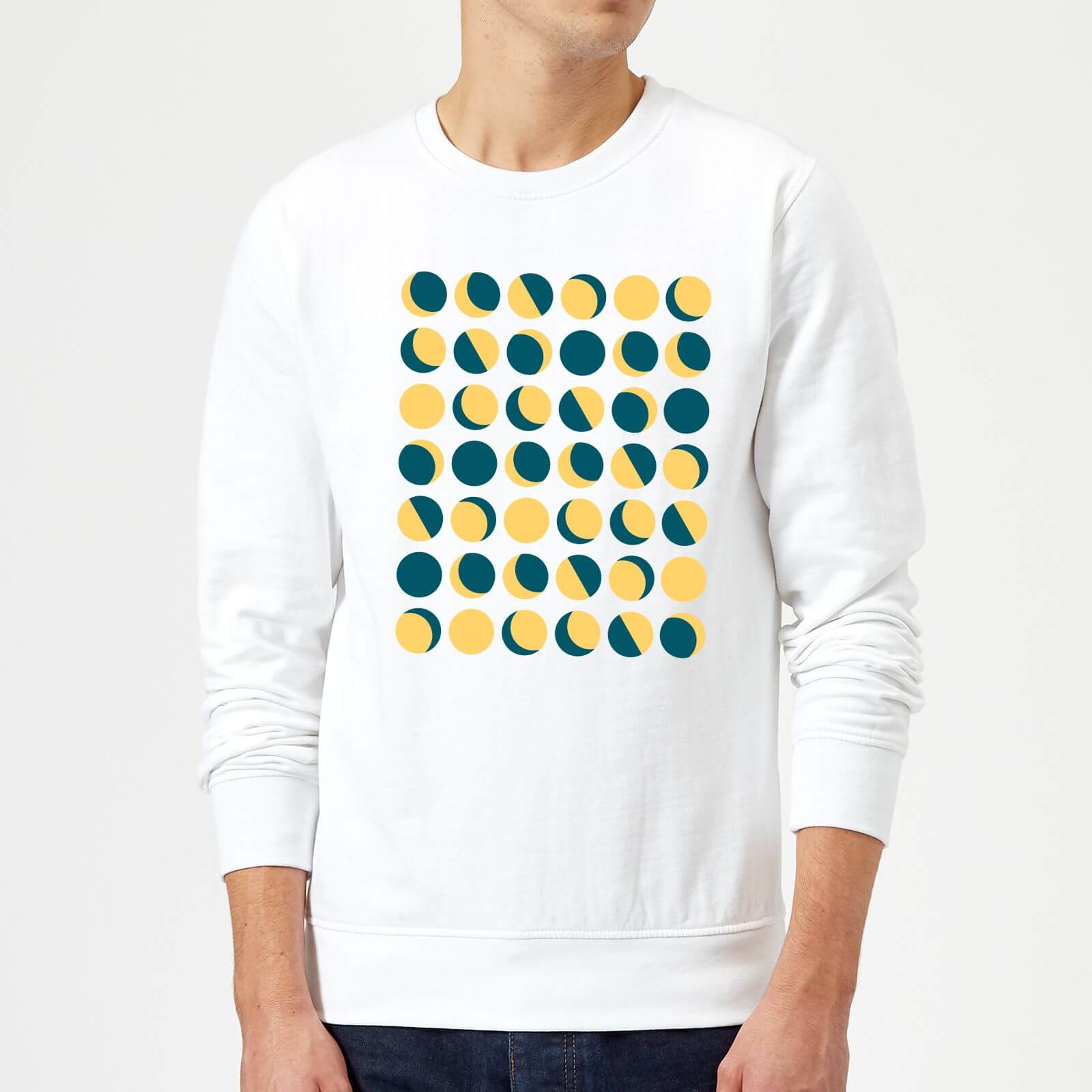 Moon Phase Pattern Sweatshirt - White - M - White