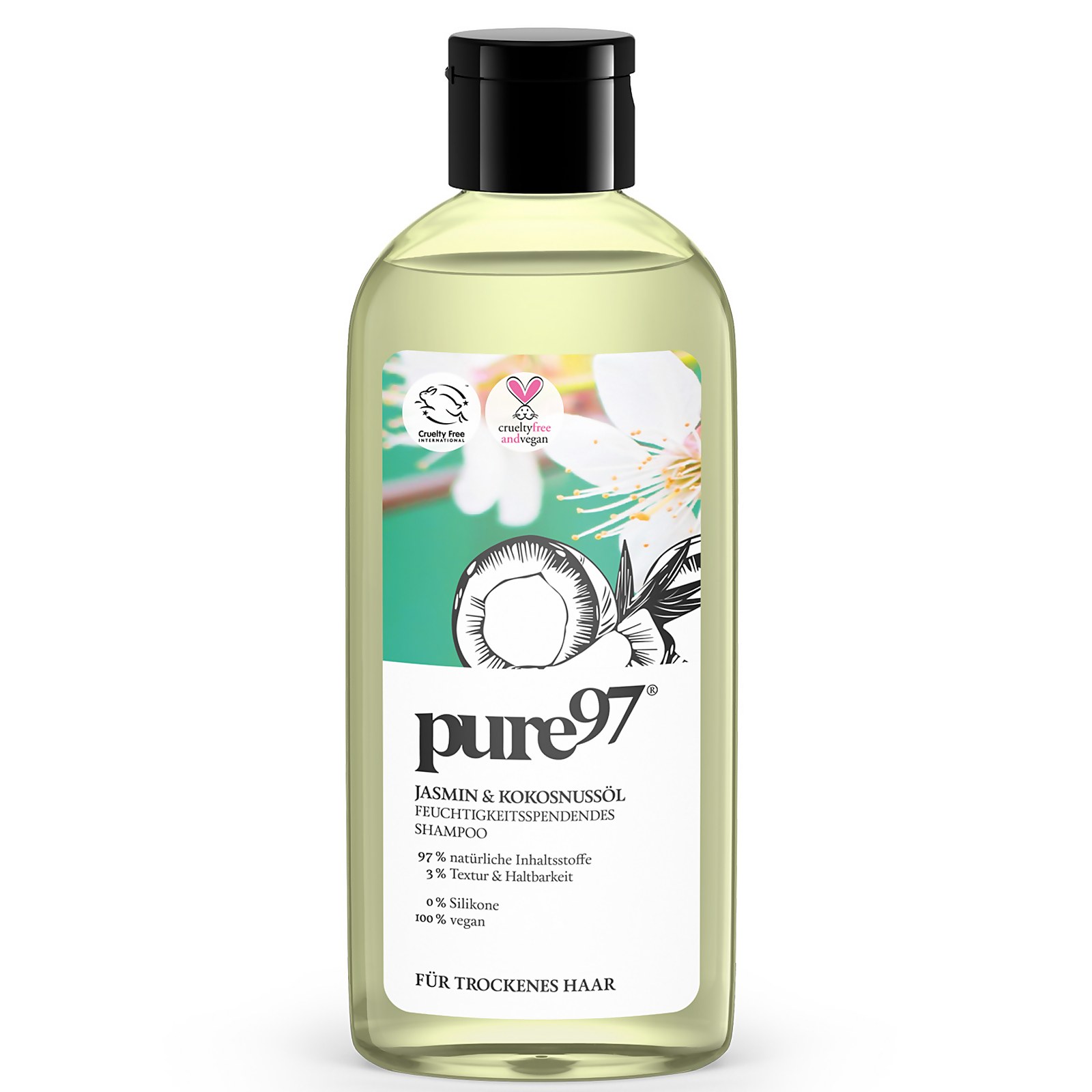 pure97 jasmin kokosnussol shampoo fur trockenes haar