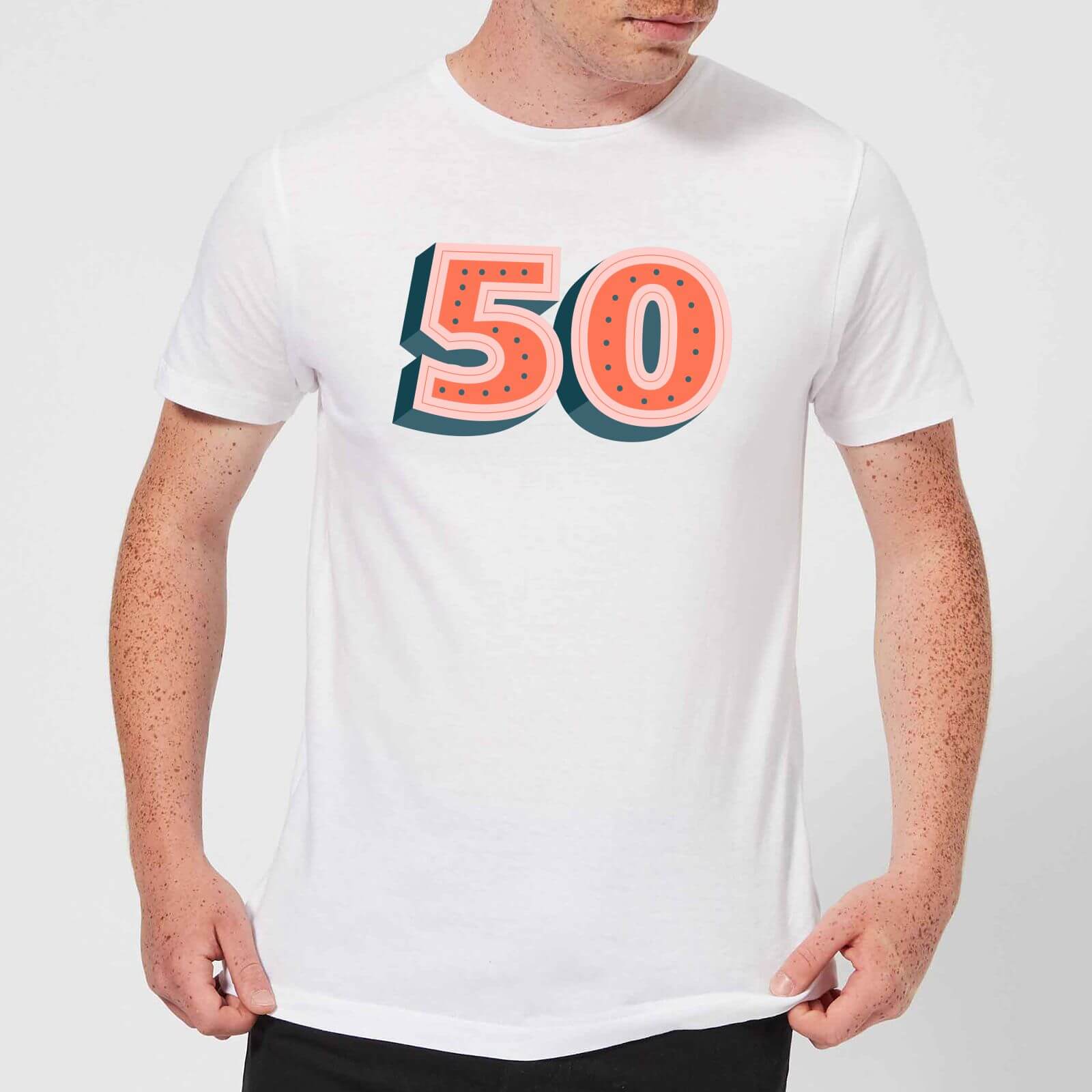 50 Dots Men's T-Shirt - White - 5XL