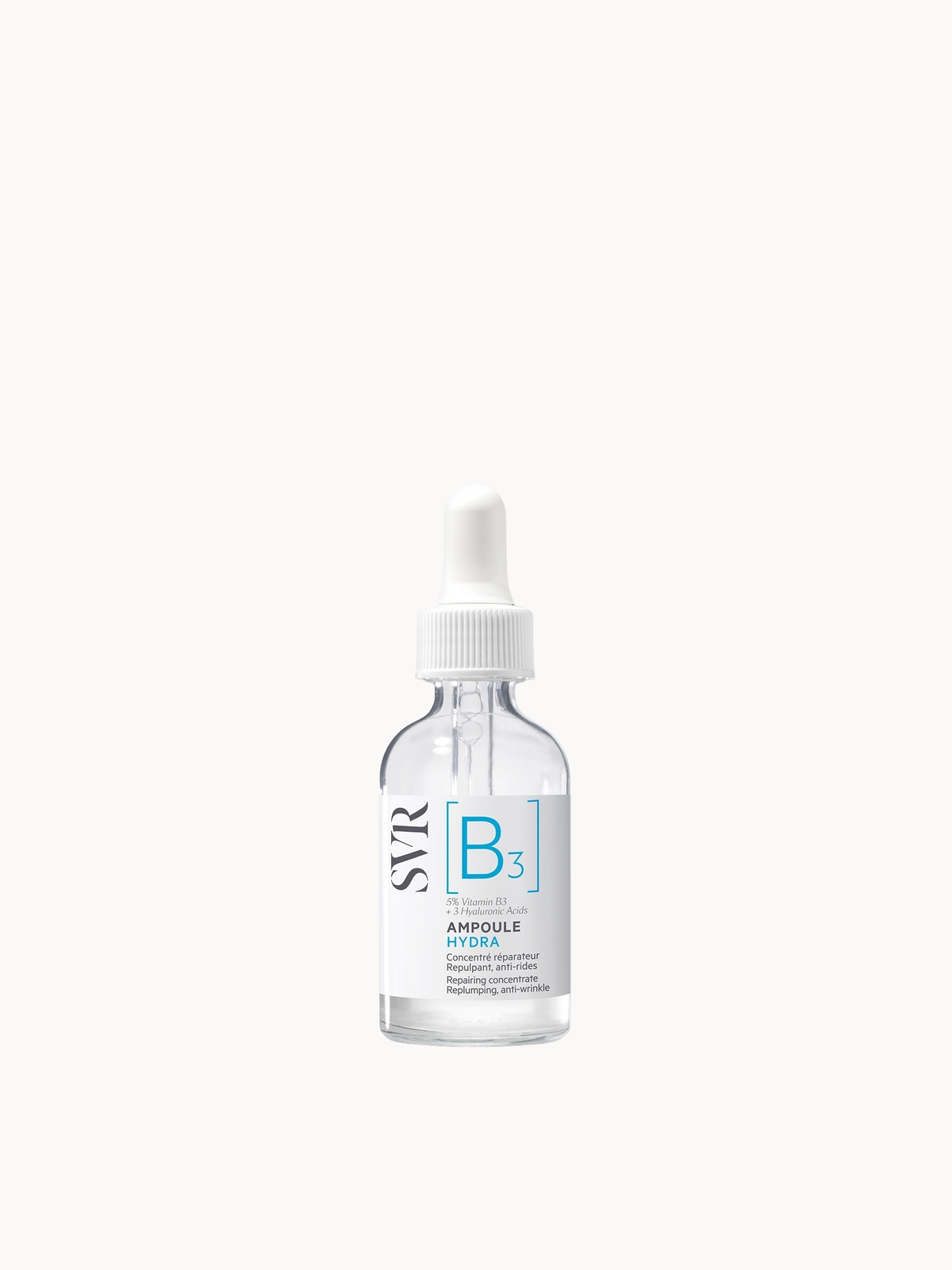 SVR [B3] Ampoule Hydra - Plumping Hyaluronic Acid & Niacinamide Anti-Wrinkle Face Serum for Dehydrated Sensitive Skin, 30ml