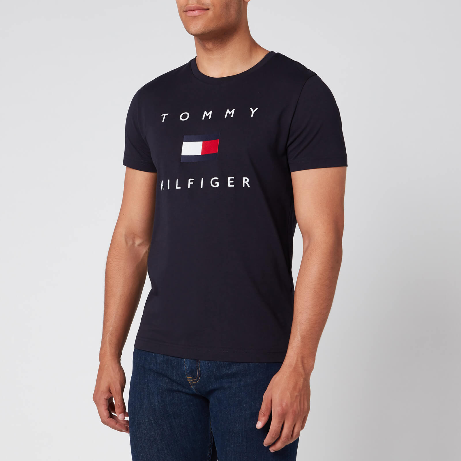 tommy hilfiger logo flag t shirt grey