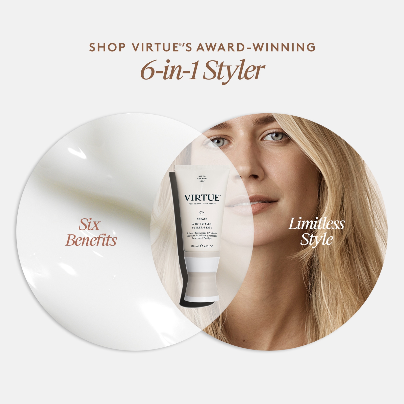 Thumbnail - VIRTUE One for All 6-in-1 Styler Cream Travel Size 60ml