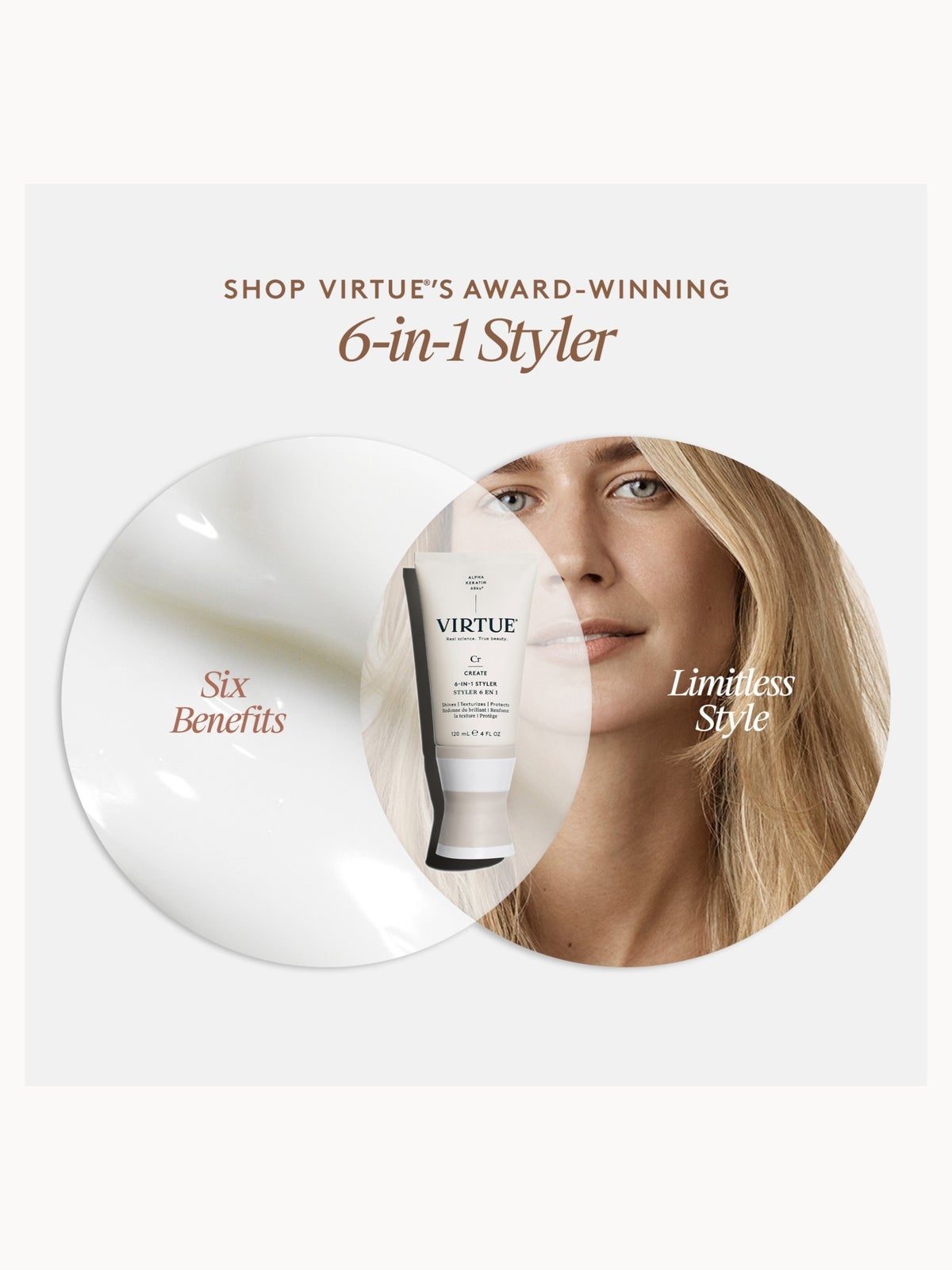 VIRTUE One for All 6-in-1 Styler Cream Travel Size 60ml 3