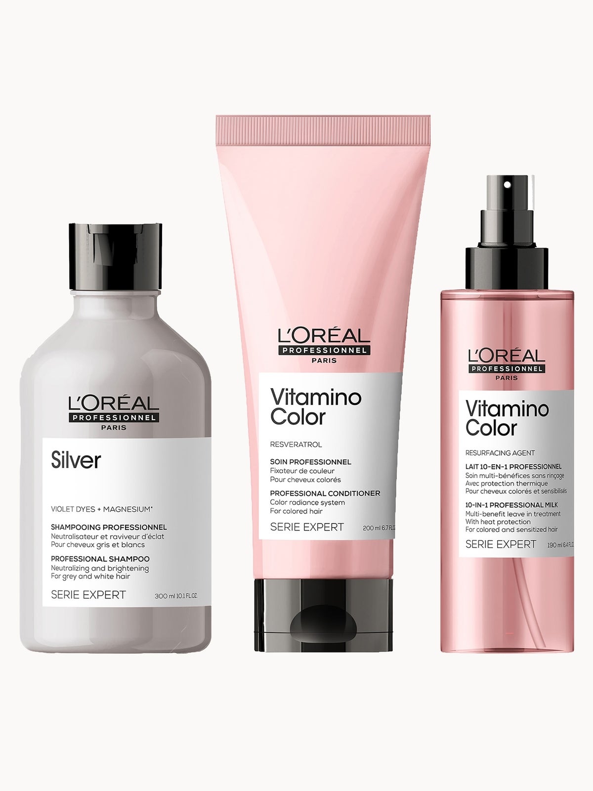 L'Oréal Professionnel Silver and Vitamino at Home Experts for Natural White/Grey Hair Bundle